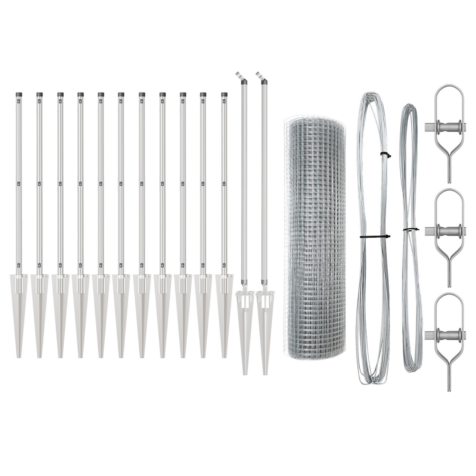 Împrejmuirea din Sârmă Sudată cu 13 Stâlpi cu Vârf 0.4x25 m Oțel Galvanizat GartenMobel Dekor