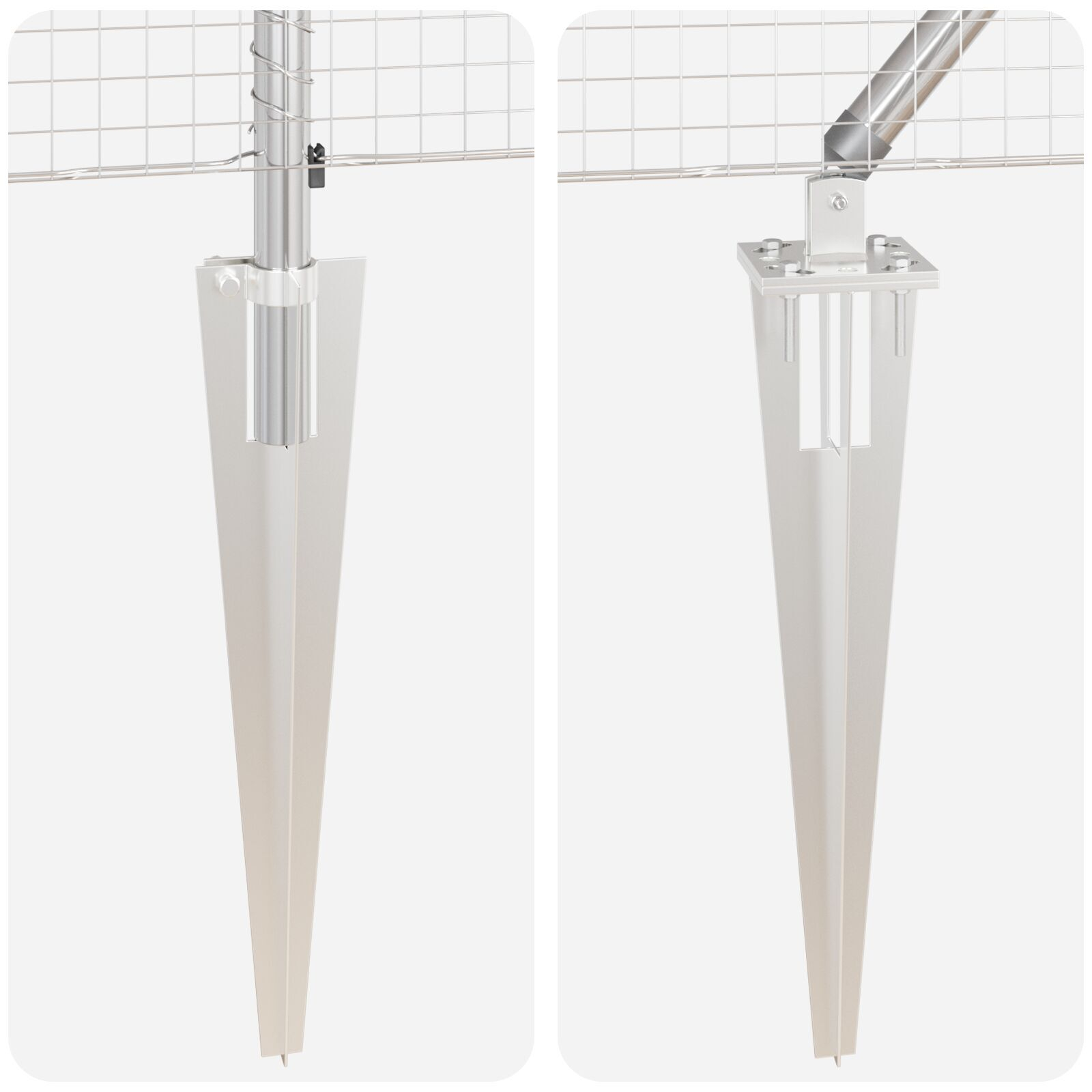 Împrejmuirea din Sârmă Sudată cu 13 Stâlpi cu Vârf 0.4x25 m Oțel Galvanizat GartenMobel Dekor