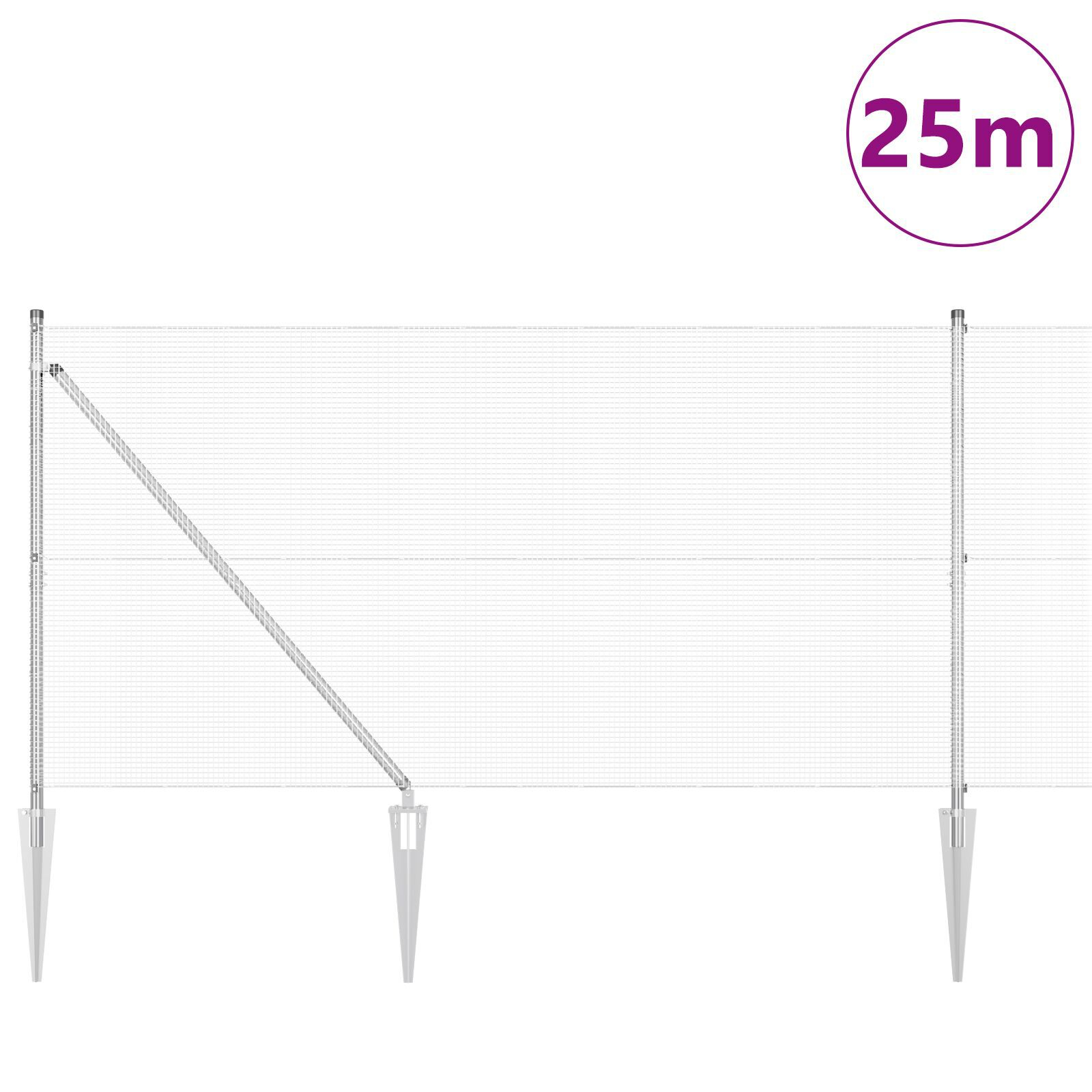 Îngrădire din Sârmă Sudată cu 13 Țâra 1.2x25 m Oțel Galvanizat GartenMobel Dekor