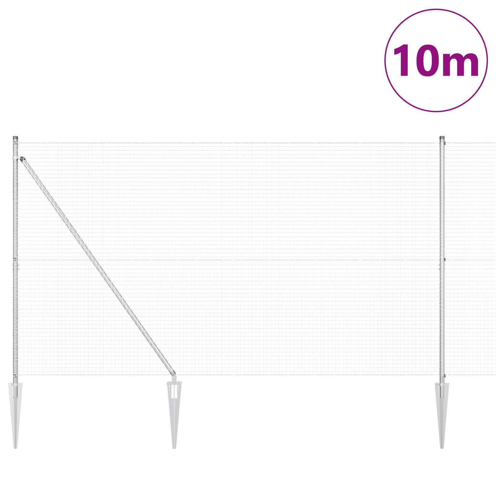 Set de Stâlpi pentru Gard Set de 2 Oțel galvanizat 10 x 1,5 m GartenMobel Dekor