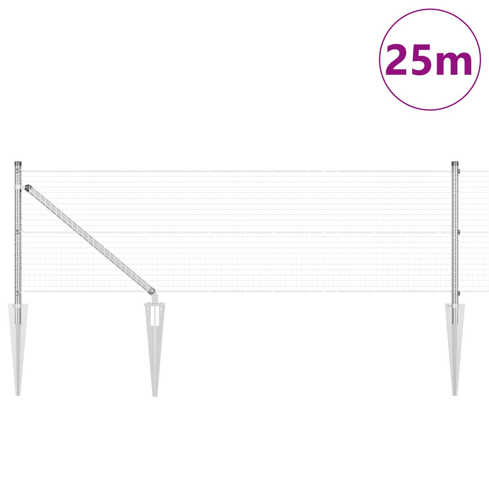 Set de stâlpi pentru gard Set de 2 Oțel galvanizat 25 x 0.5 m GartenMobel Dekor