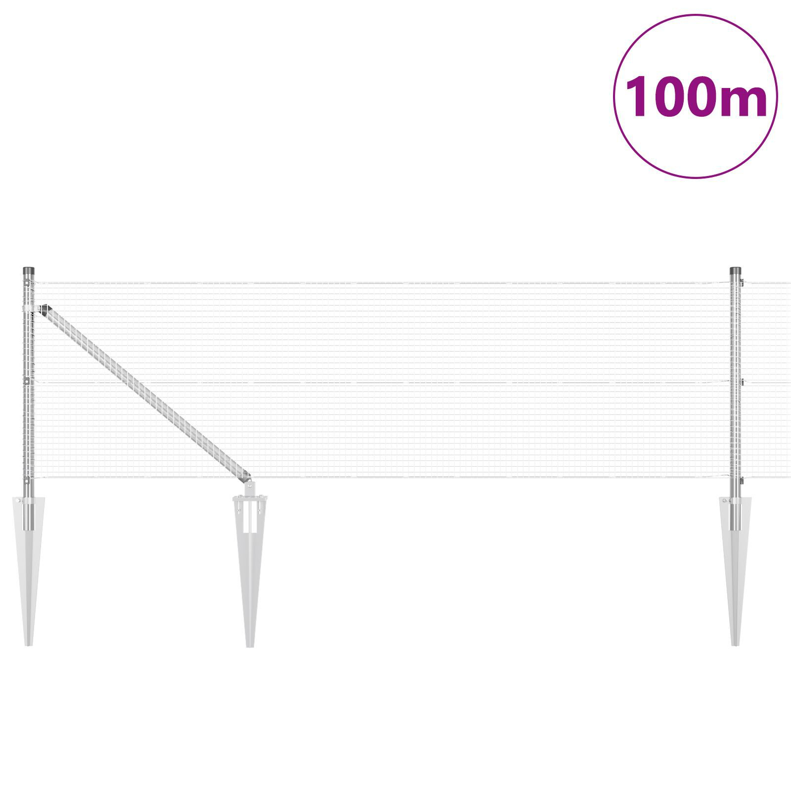 Gard Sudat cu 13 Stâlpi cu Vârf 0.4x100 m Oțel Galvanizat GartenMobel Dekor