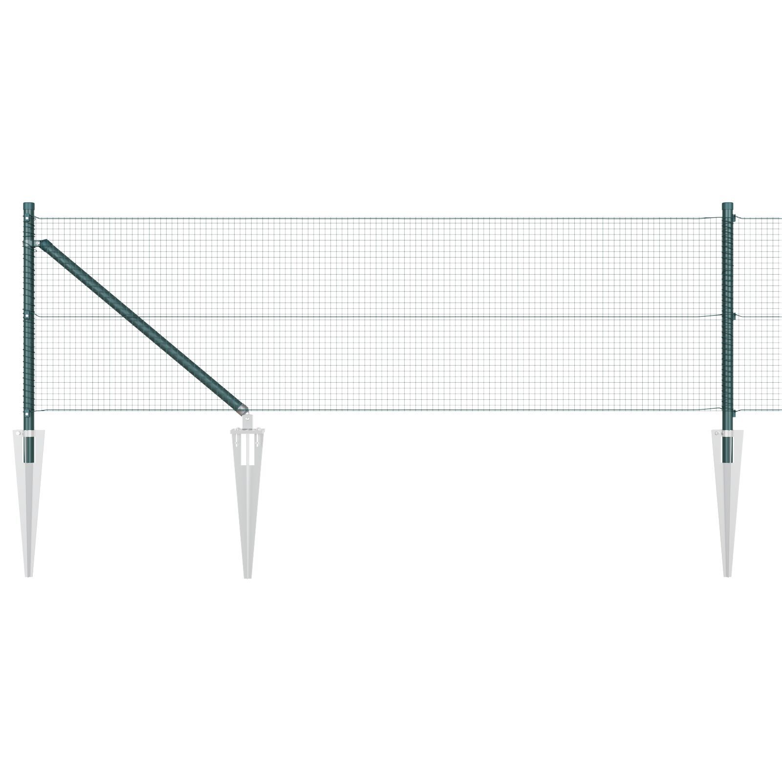 Gard din Fibră Sudată cu 7 Posturi Spike Verde 0.4x10 m Oțel GartenMobel Dekor