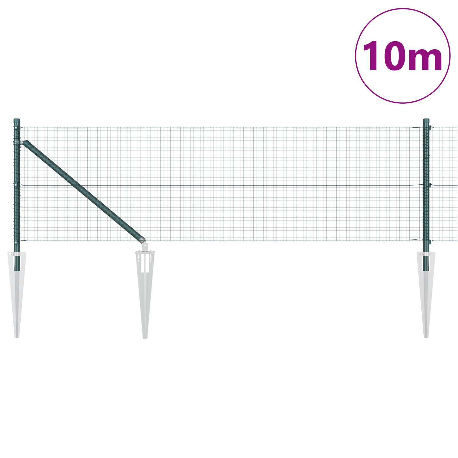 Gard din Fibră Sudată cu 7 Posturi Spike Verde 0.4x10 m Oțel GartenMobel Dekor