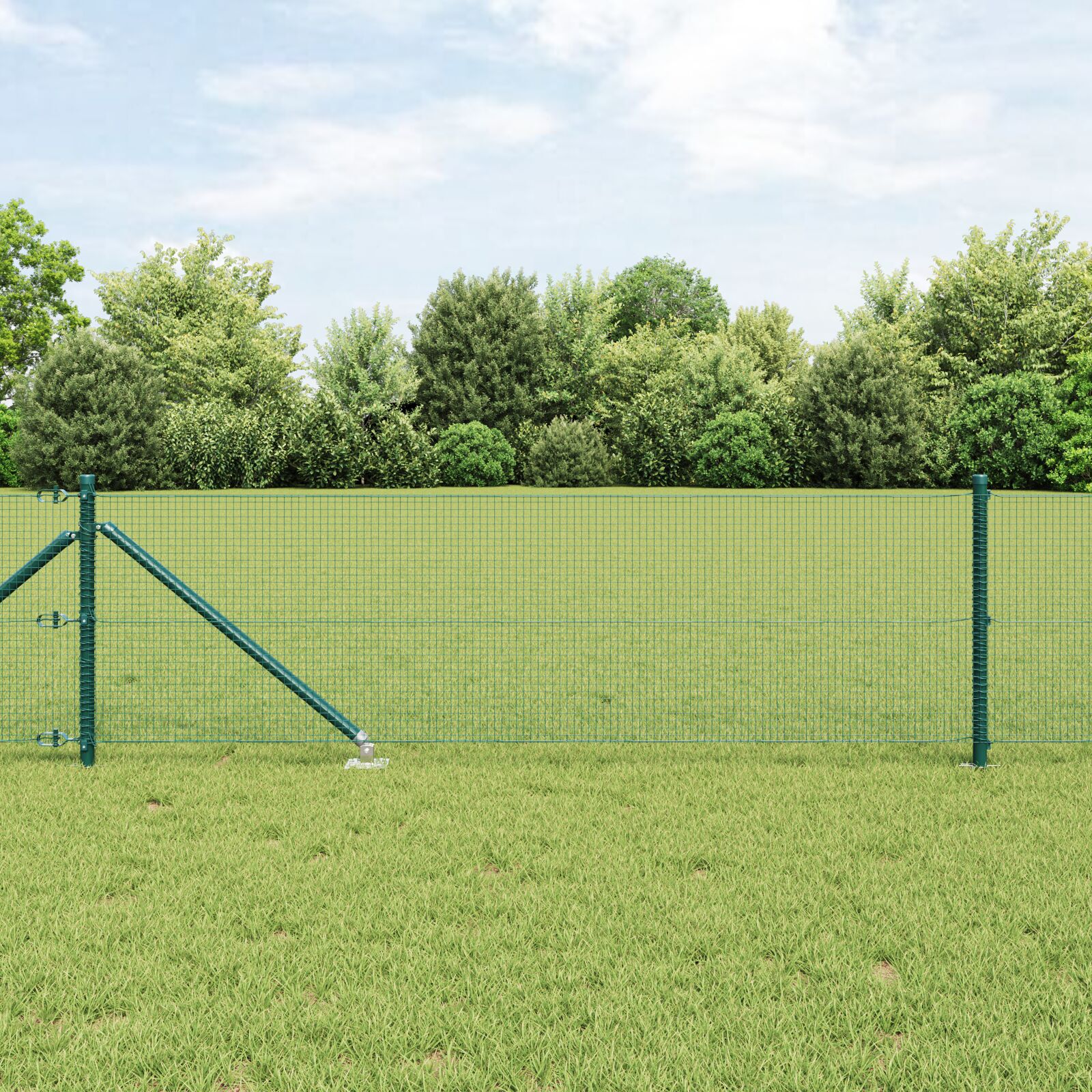 Gard din Fibră Sudată cu 7 Posturi Spike Verde 0.4x10 m Oțel GartenMobel Dekor