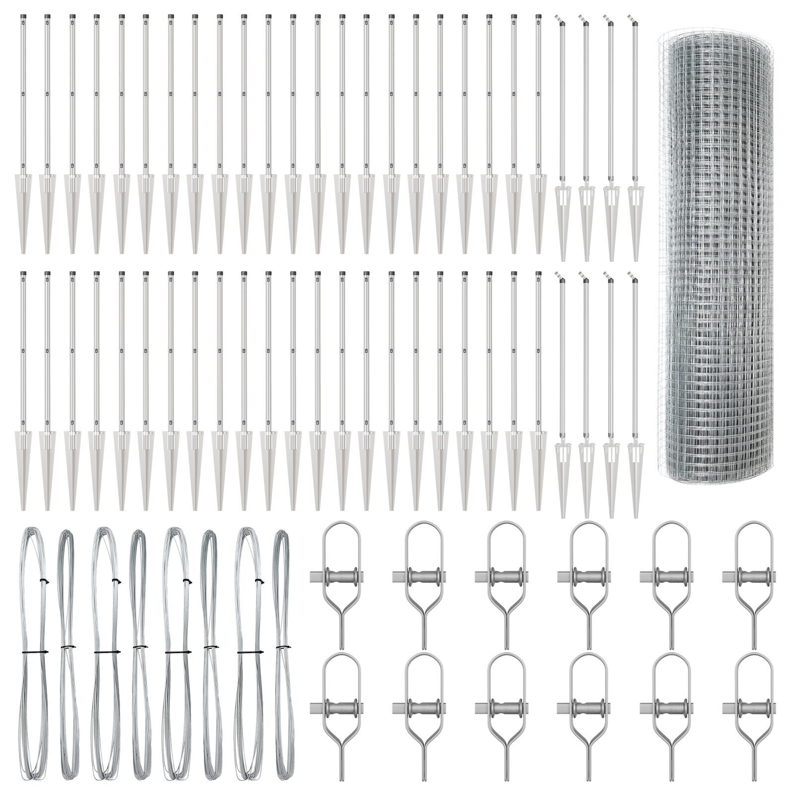 Gard din plasă sudată cu 13 țăruși de sprijin 0.6x100 m Oțel galvanizat GartenMobel Dekor