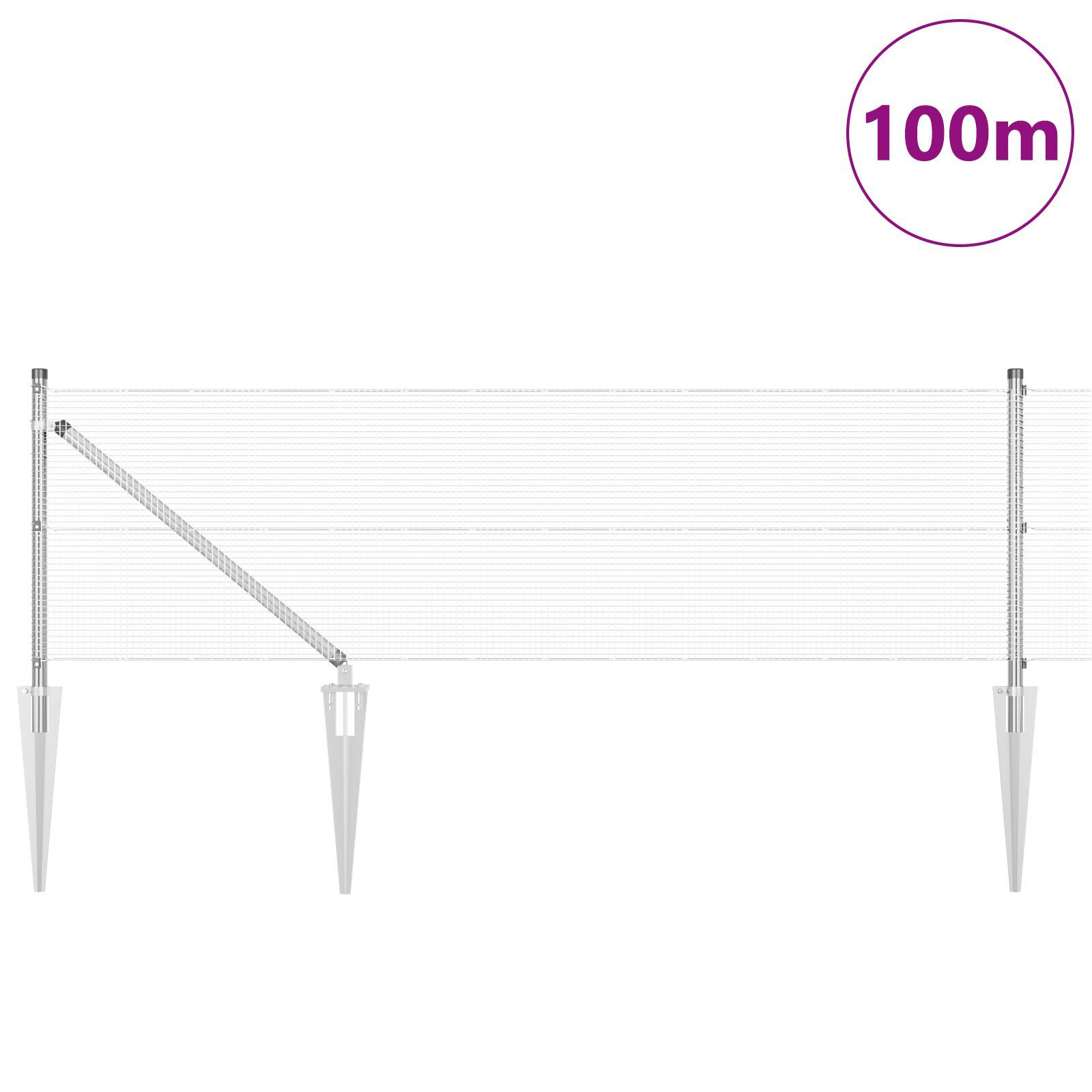 Gard din plasă sudată cu 13 țăruși de sprijin 0.6x100 m Oțel galvanizat GartenMobel Dekor