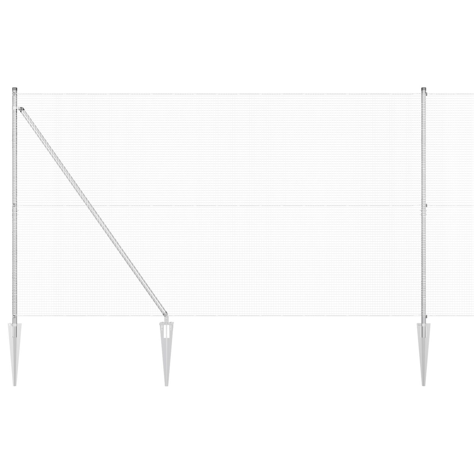 Împrejmuire din Plasă Sudată cu 13 Stâlpi cu Vârf 1.5x50 m Oțel Galvanizat GartenMobel Dekor