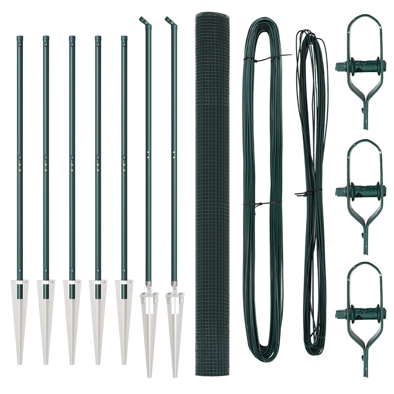 Gard din plasă sudată cu 7 stâlpi cu vârfuri Verde 1.5x10 m Oțel GartenMobel Dekor