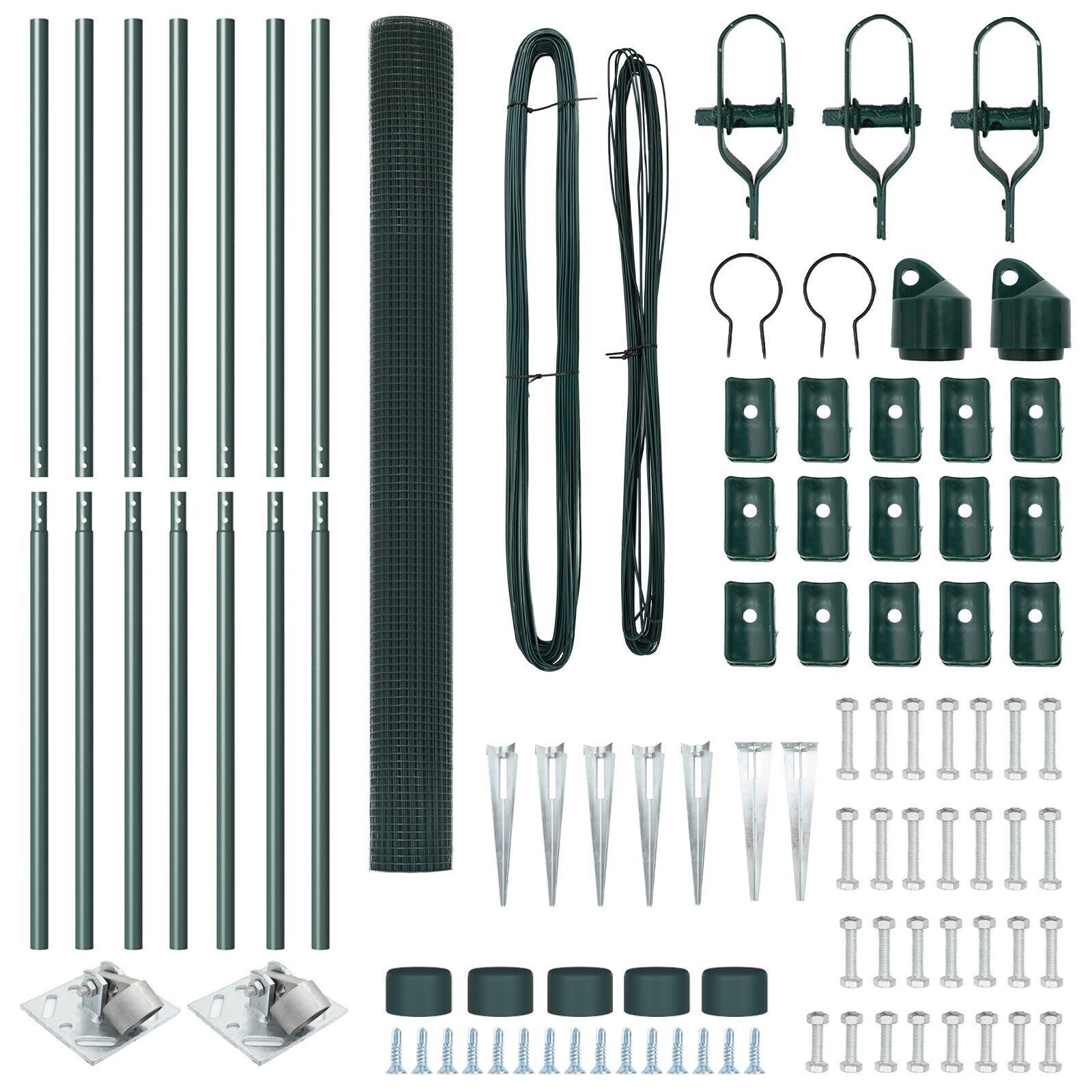 Gard din sârmă sudată cu 7 stâlpi ascuțiți Verde 1.6x10 m Oțel GartenMobel Dekor