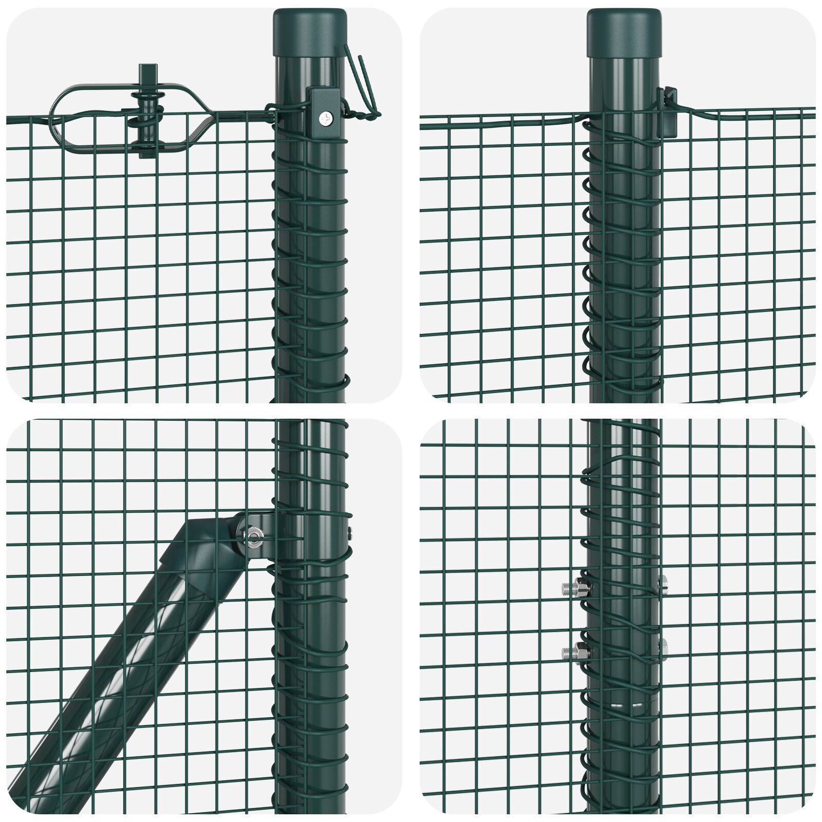 Gard din sârmă sudată cu 7 stâlpi spike Verde 1.6x10 m Oțel GartenMobel Dekor
