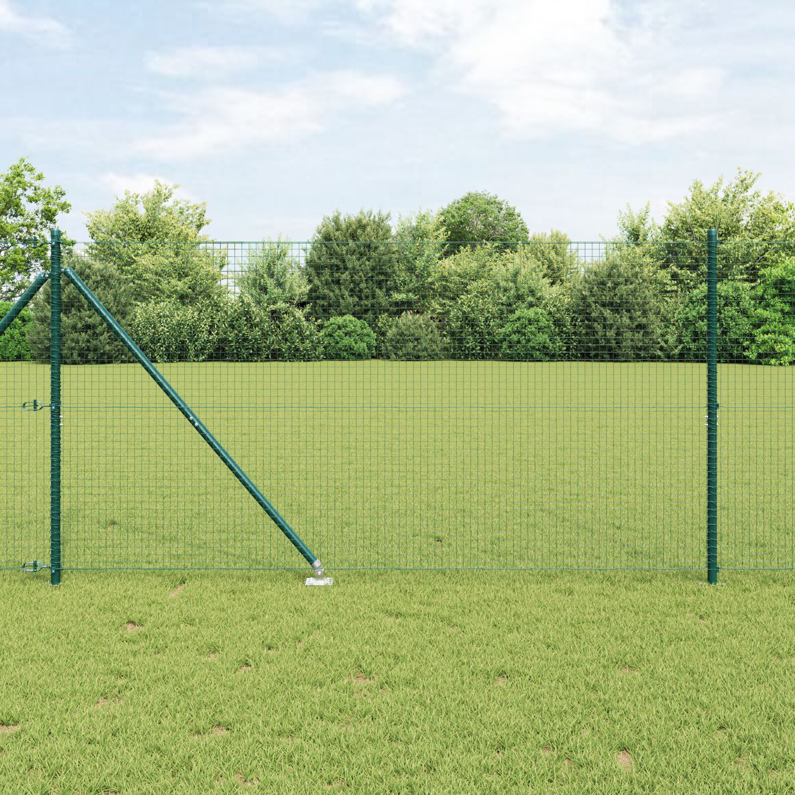 Împrejmuire cu Sârmă Sudată cu 7 Posturi Metalice Verzi 1.4x10 m GartenMobel Dekor