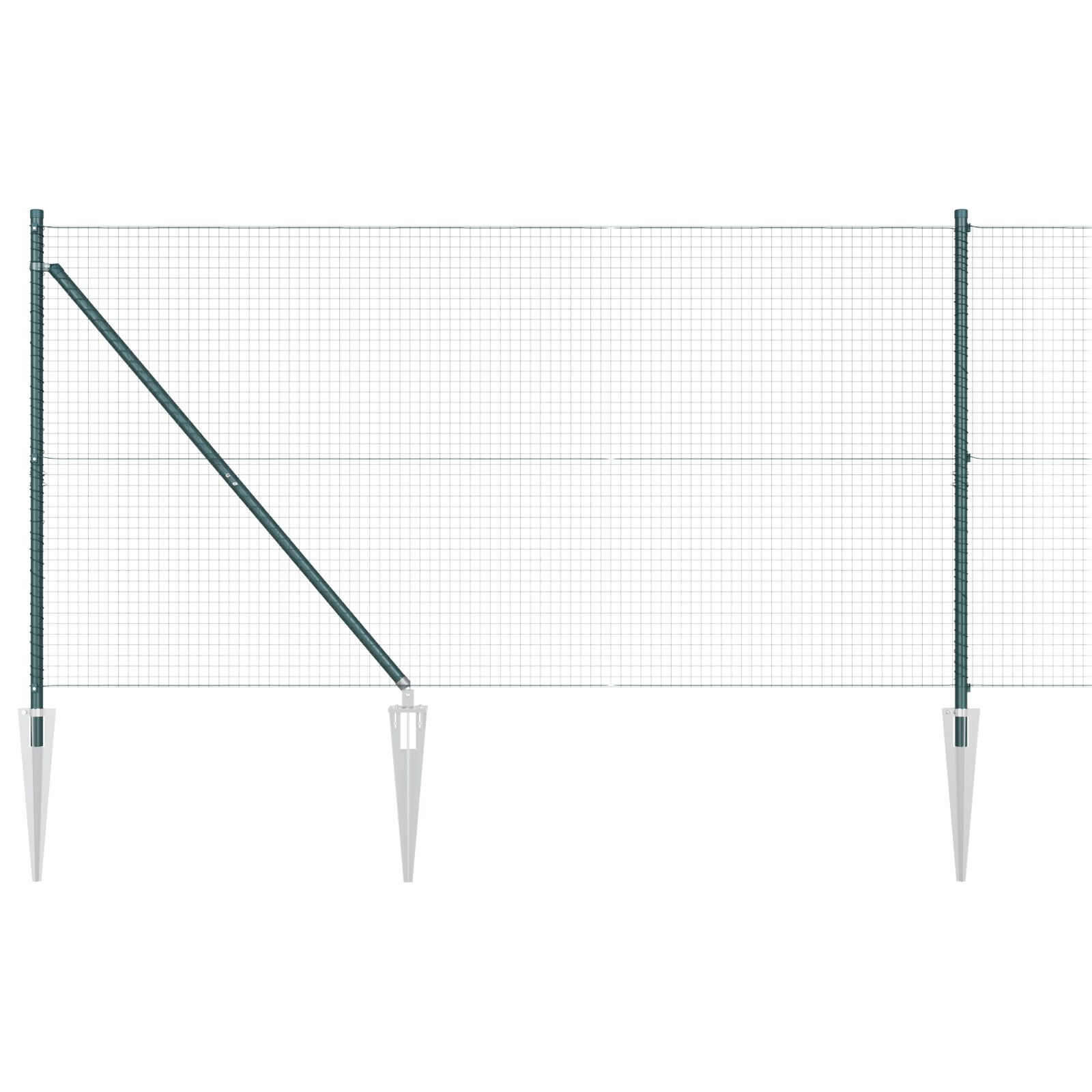 Împrejmuire cu Sârmă Sudată cu 7 Posturi Metalice Verzi 1.4x10 m GartenMobel Dekor