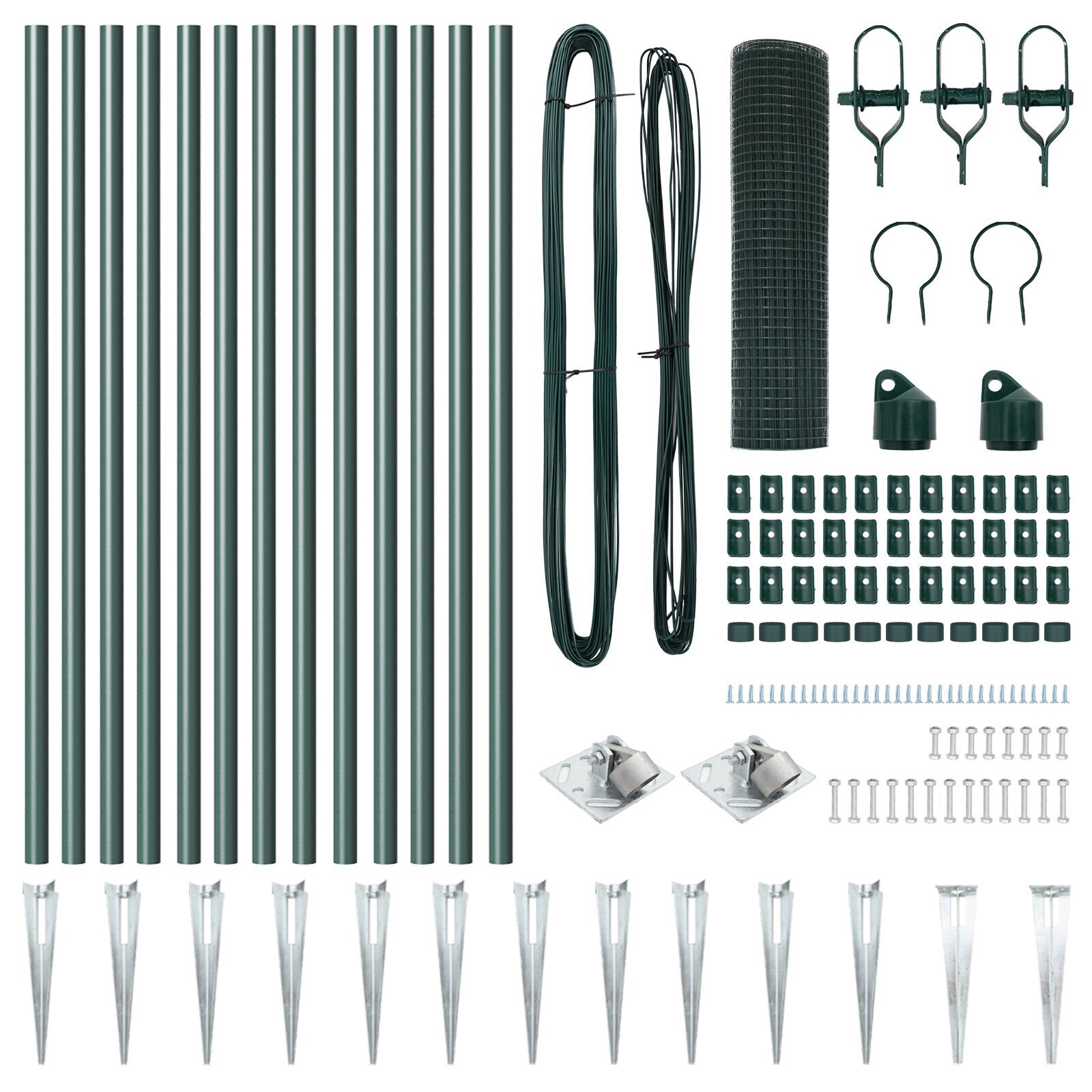 Împrejmuire din Oțel Sudat cu 13 Poste Spike Verde 0.4x25 m GartenMobel Dekor