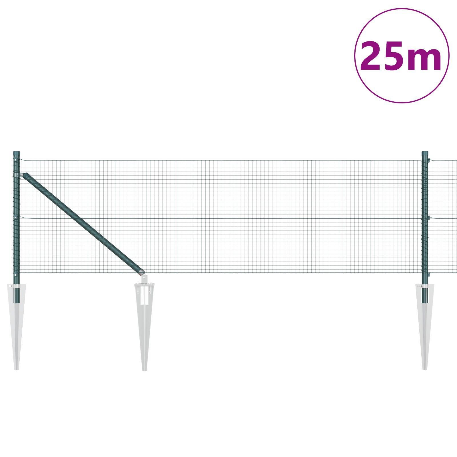 Împrejmuire din Oțel Sudat cu 13 Poste Spike Verde 0.4x25 m GartenMobel Dekor