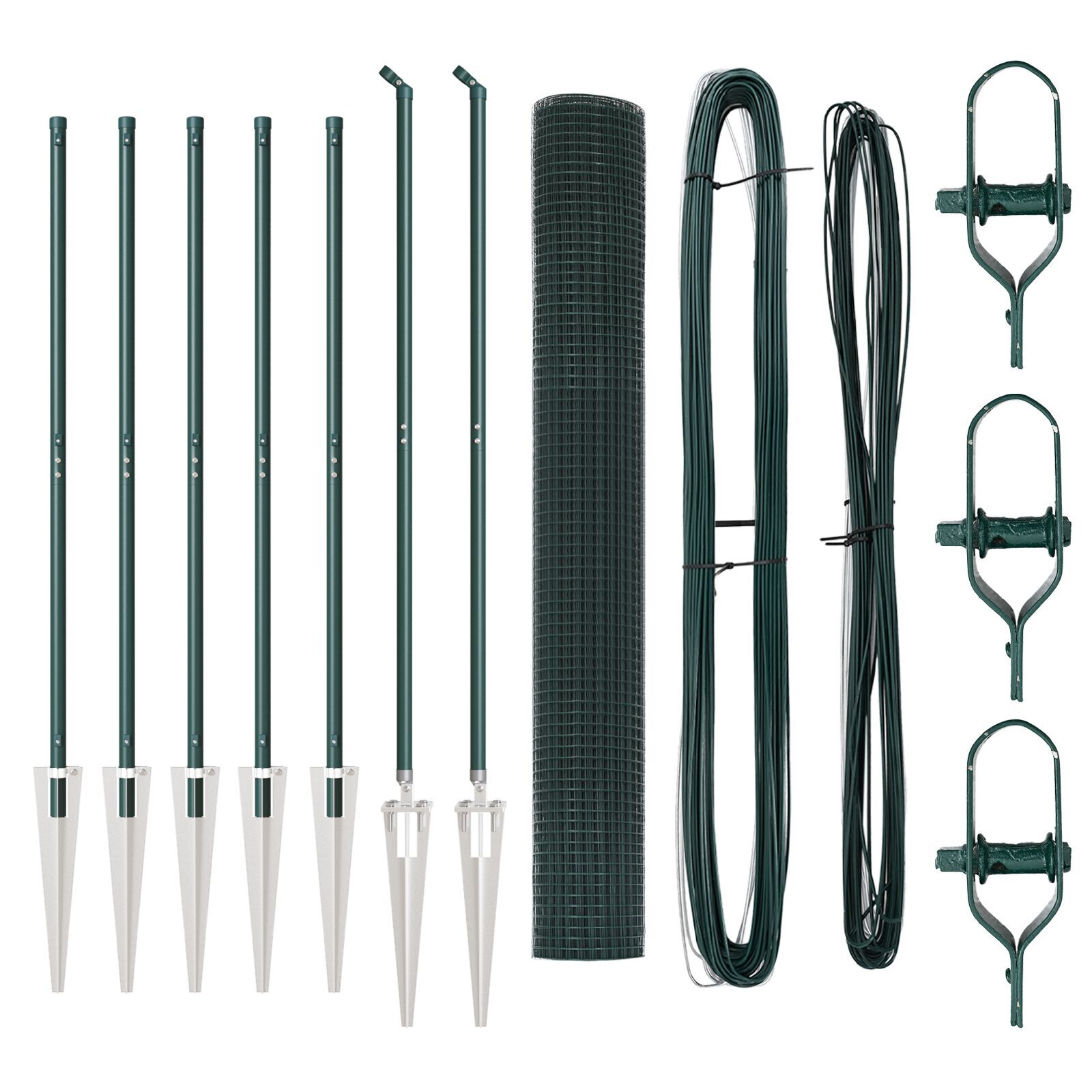 Set de stâlpi de gard Set de 2 Verde Oțel, strat de PVC 10 x 1 m GartenMobel Dekor