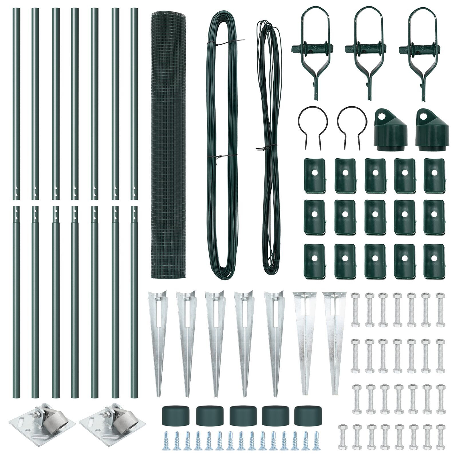 Set de stâlpi de gard Set de 2 Verde Oțel, strat de PVC 10 x 1 m GartenMobel Dekor