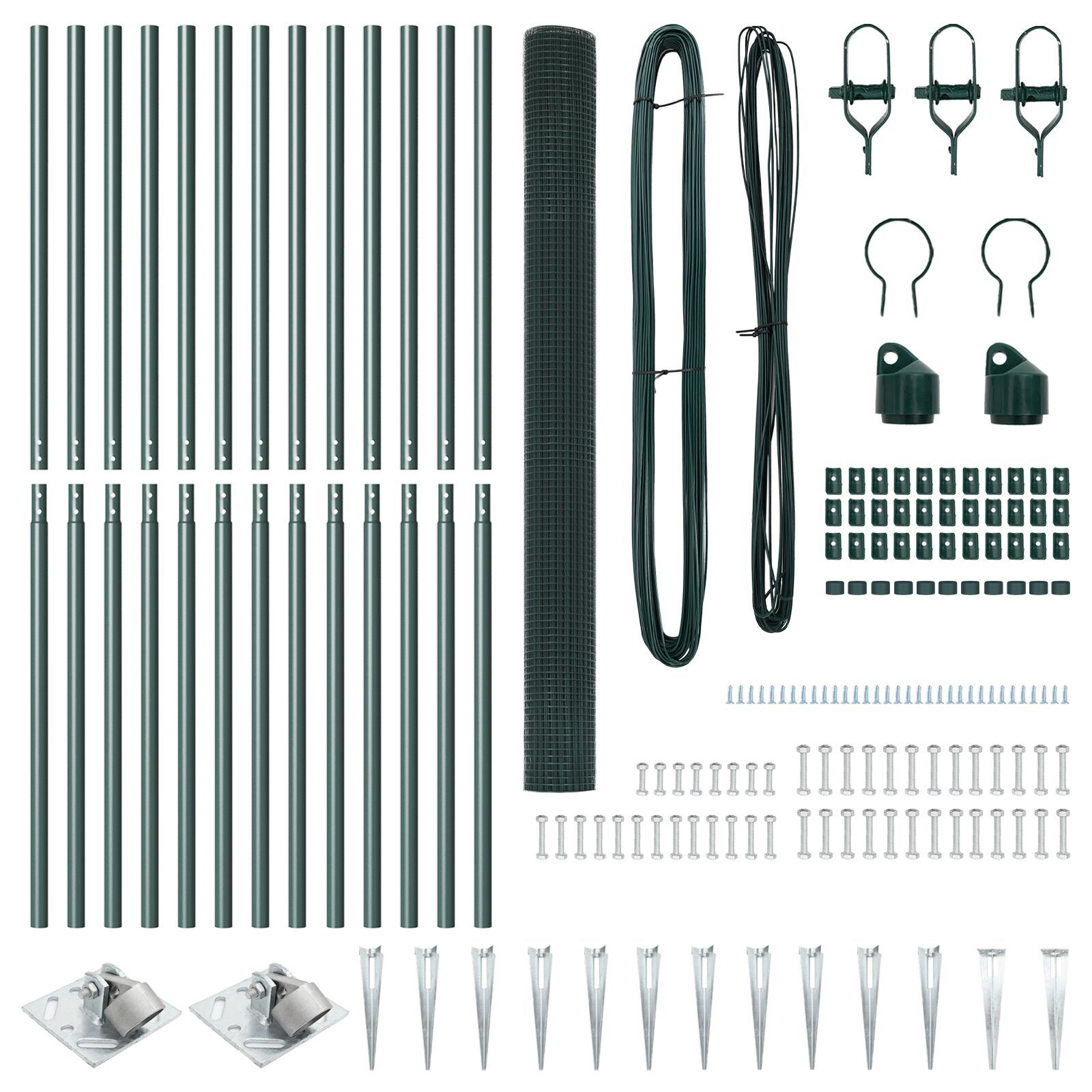 Fierăstrău din Sârmă Sudată cu 13 Stâlpi cu Vârf Verde 1,6x25 m Oțel GartenMobel Dekor