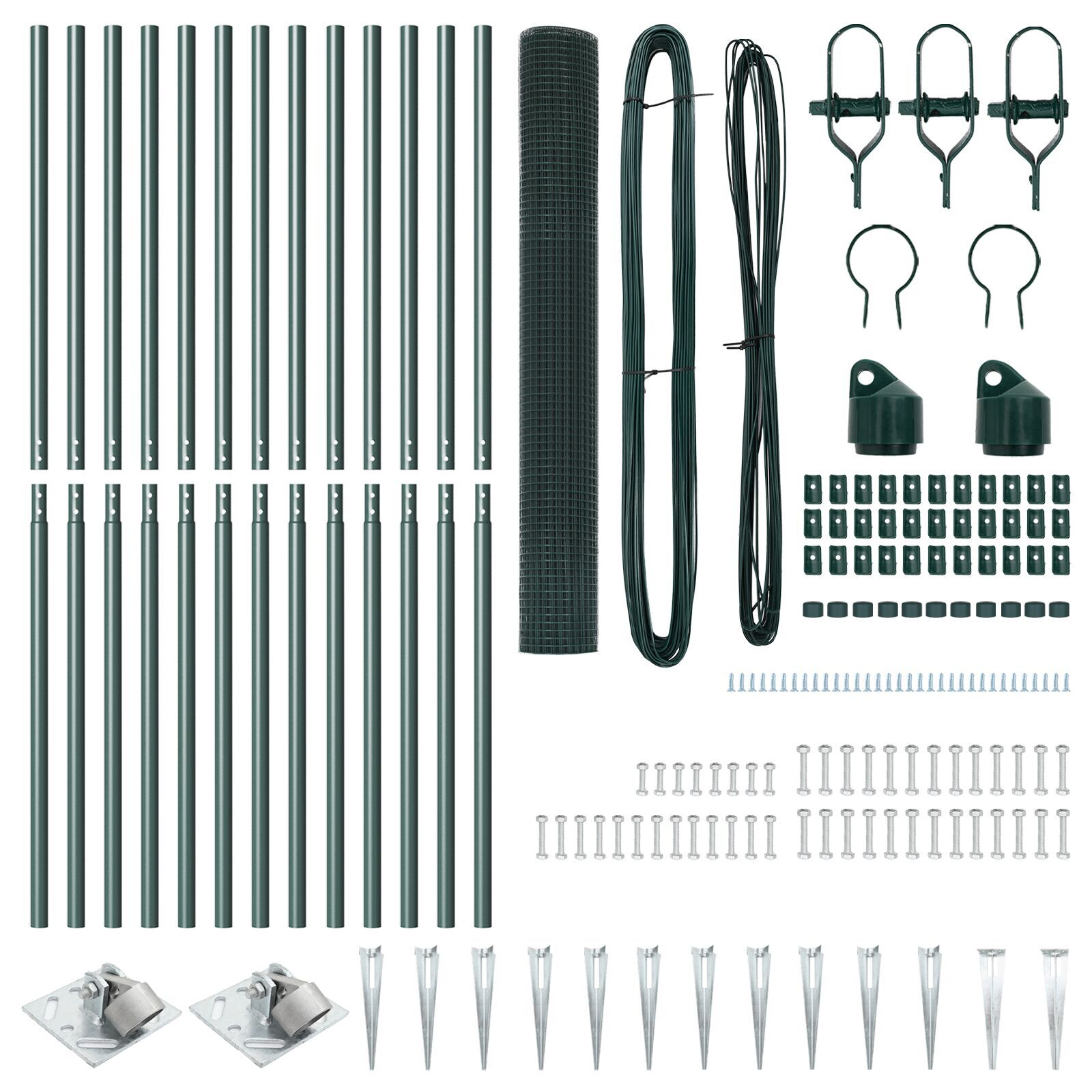 Gard din Plasă Sudată cu 13 Stâlpi cu Cuie Verde 1.2x25 m Oțel GartenMobel Dekor