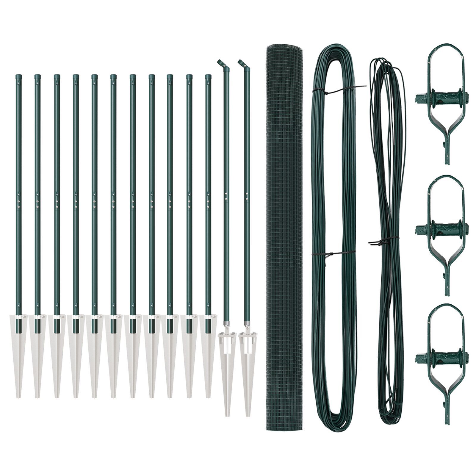 Gard din Plasă Sudată cu 13 Stâlpi cu Vârf Verde 1.5x25 m Oțel GartenMobel Dekor