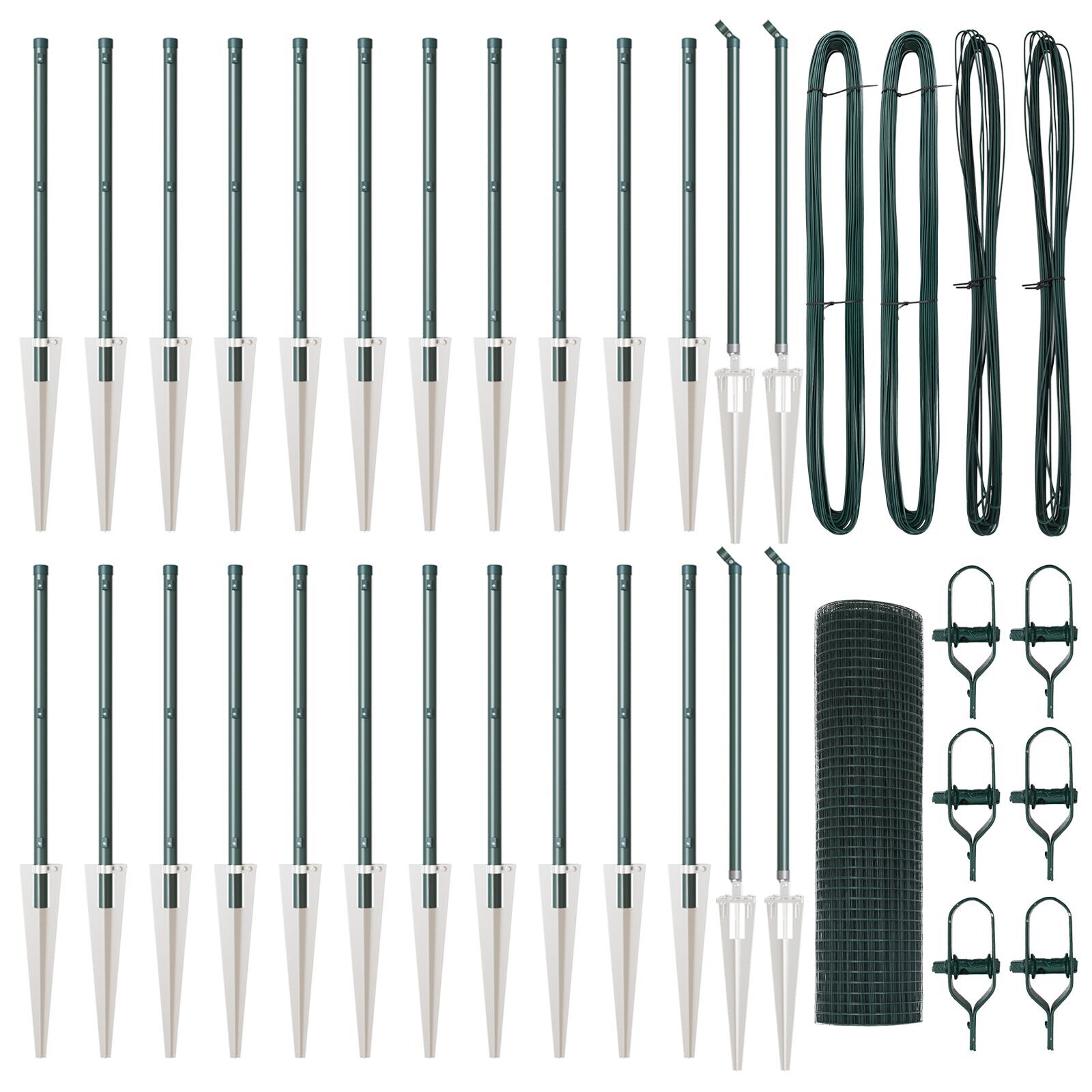 Gard din sârma sudată cu 13 posturi cu vârfuri verzi 0.5x50 m din oțel GartenMobel Dekor