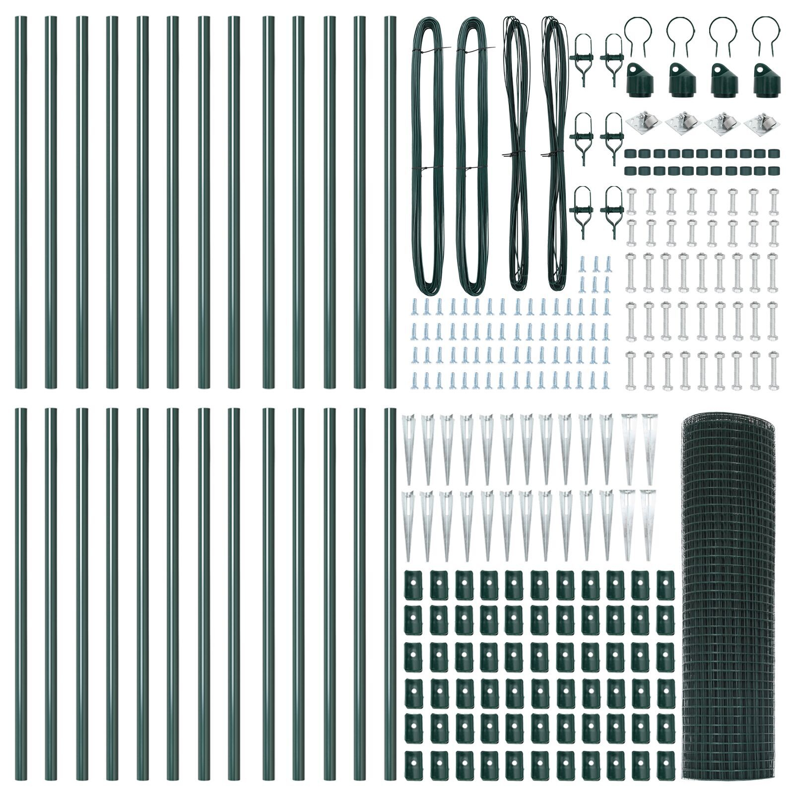 Gard din sârmă sudată cu 13 stâlpi cu ancoră verde 0.8x50 m metal GartenMobel Dekor