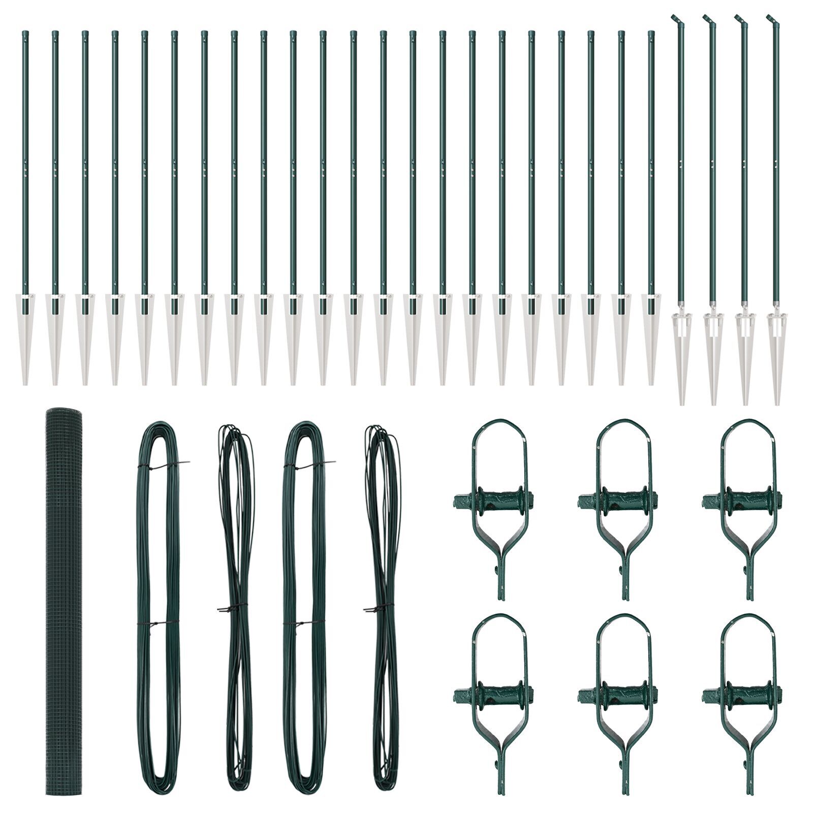 Împrejmuire din Sârmă Sudată cu 13 Stâlpi cu Țepi Verde 1.5x50 m Oțel GartenMobel Dekor