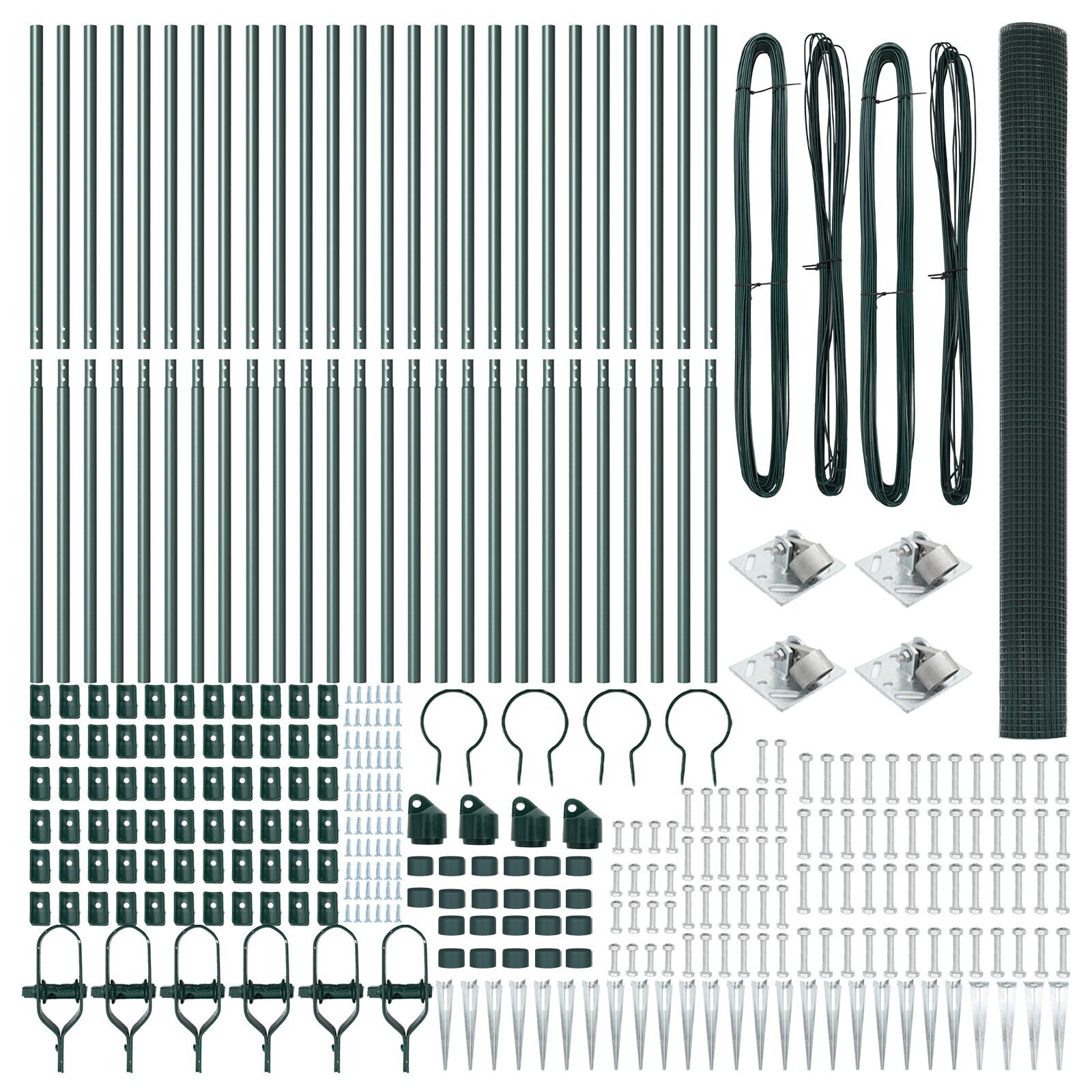 Împrejmuire din Sârmă Sudată cu 13 Stâlpi cu Țepi Verde 1.5x50 m Oțel GartenMobel Dekor