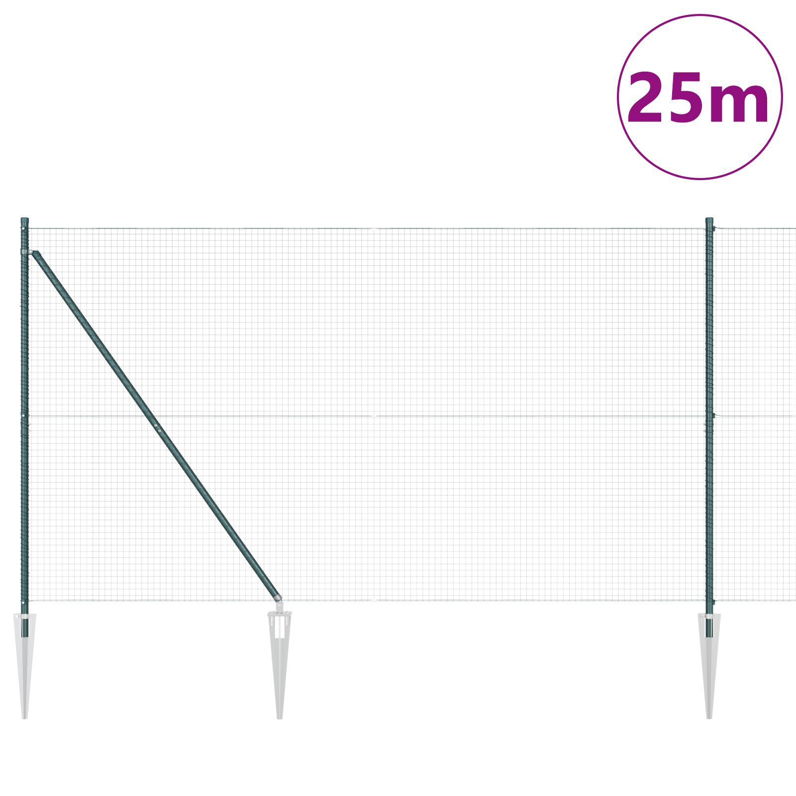 Set de Stâlpi de Împrejmuire PVC Set de 2 Verde PVC 25 x 1.5 m GartenMobel Dekor