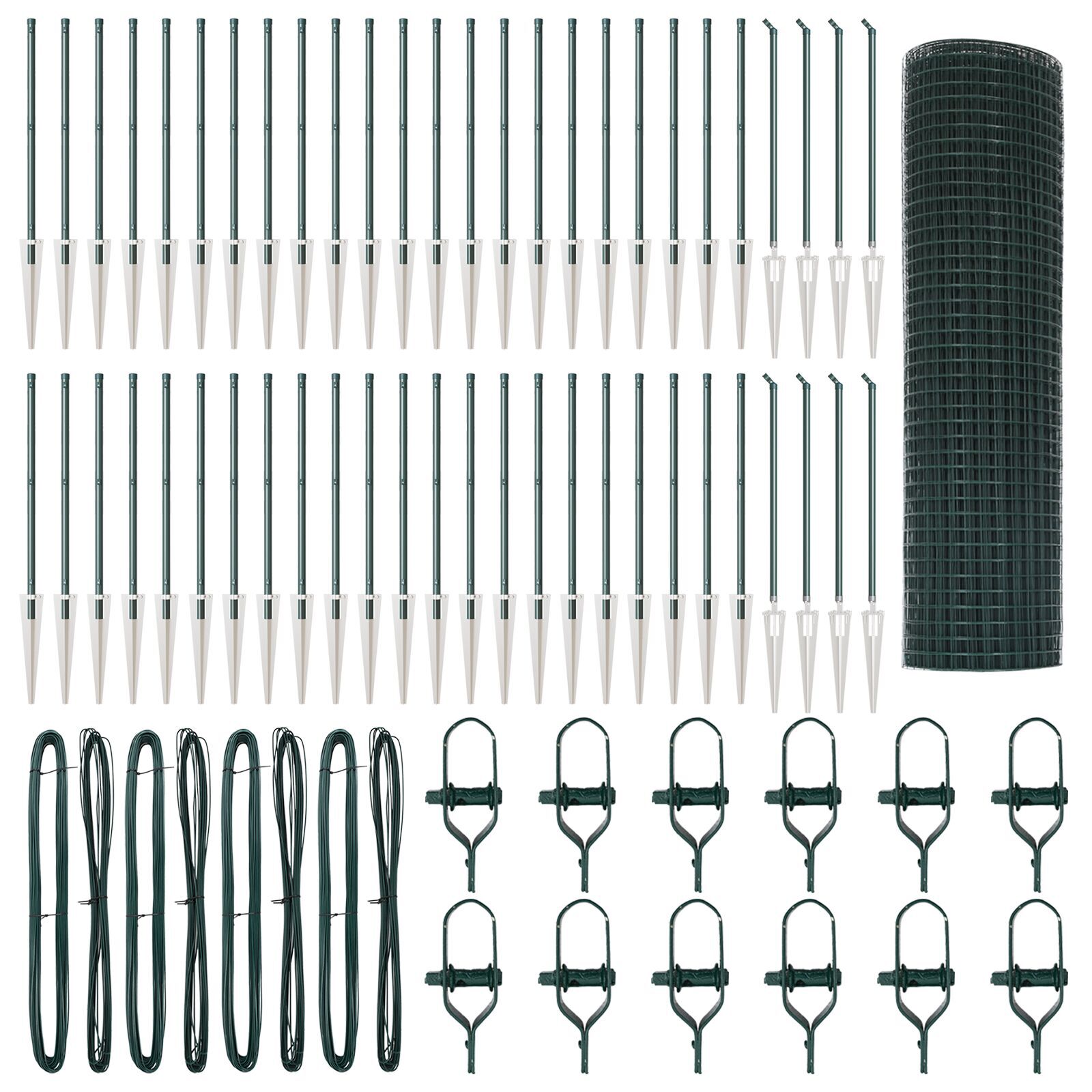 Gard din Fier Sudat cu 13 Stâlpi Accesori Verde 0.6x100 m Oțel GartenMobel Dekor