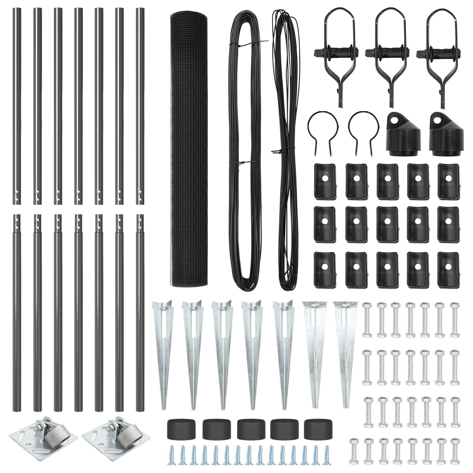 Gard din sârmă sudată cu 7 țevi de sprijin Gri 1.4x10 m Oțel GartenMobel Dekor