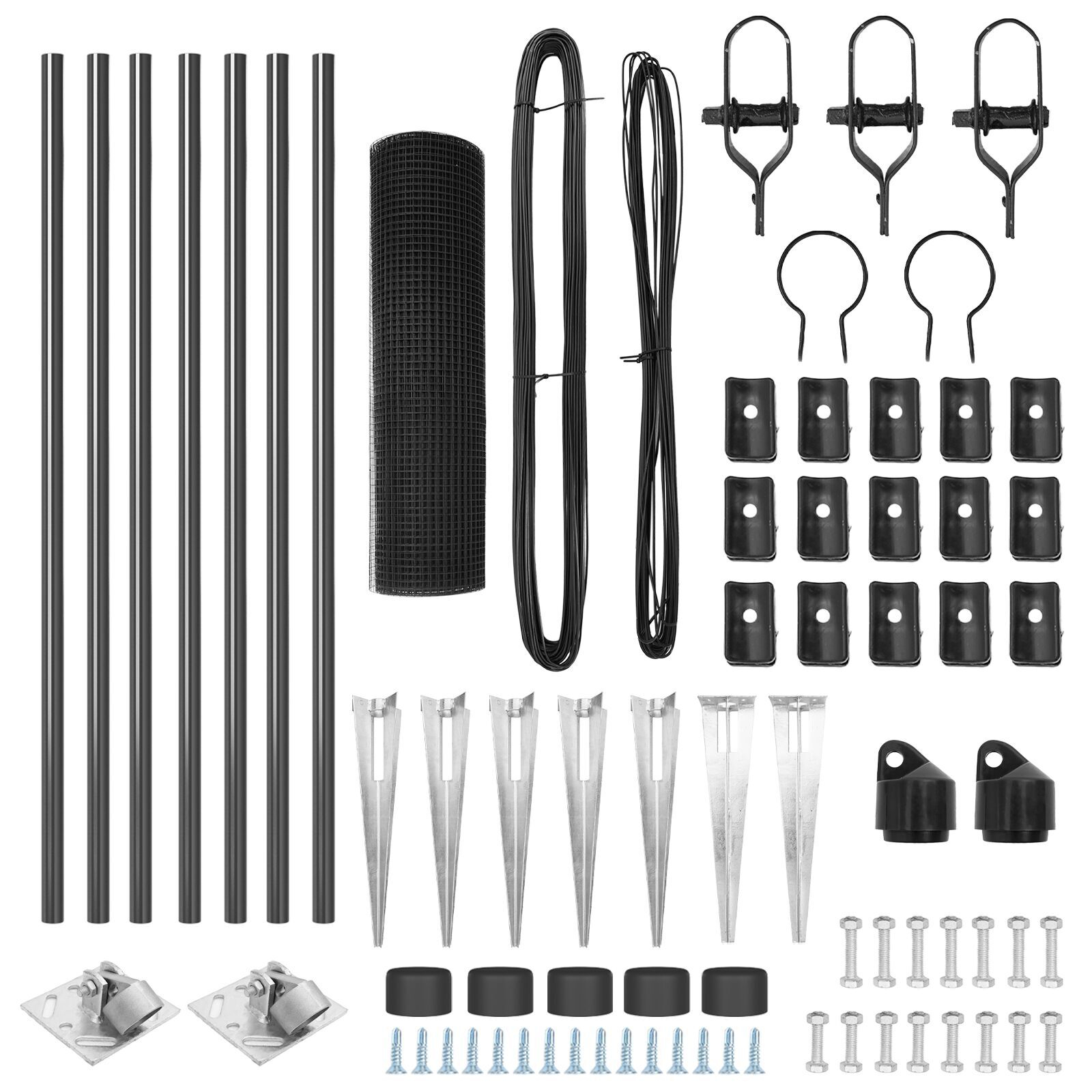Set de stâlpi din oțel Set de 2 Gri Metal, Plasă 10 x 0.5 m GartenMobel Dekor