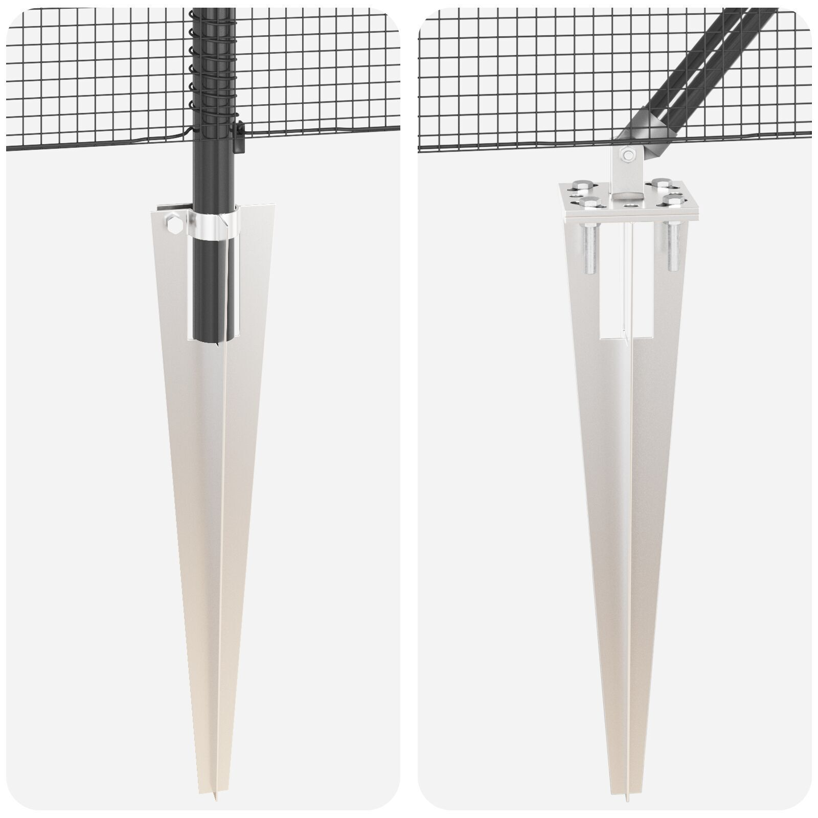 Set de stâlpi din oțel Set de 2 Gri Metal, Plasă 10 x 0.5 m GartenMobel Dekor
