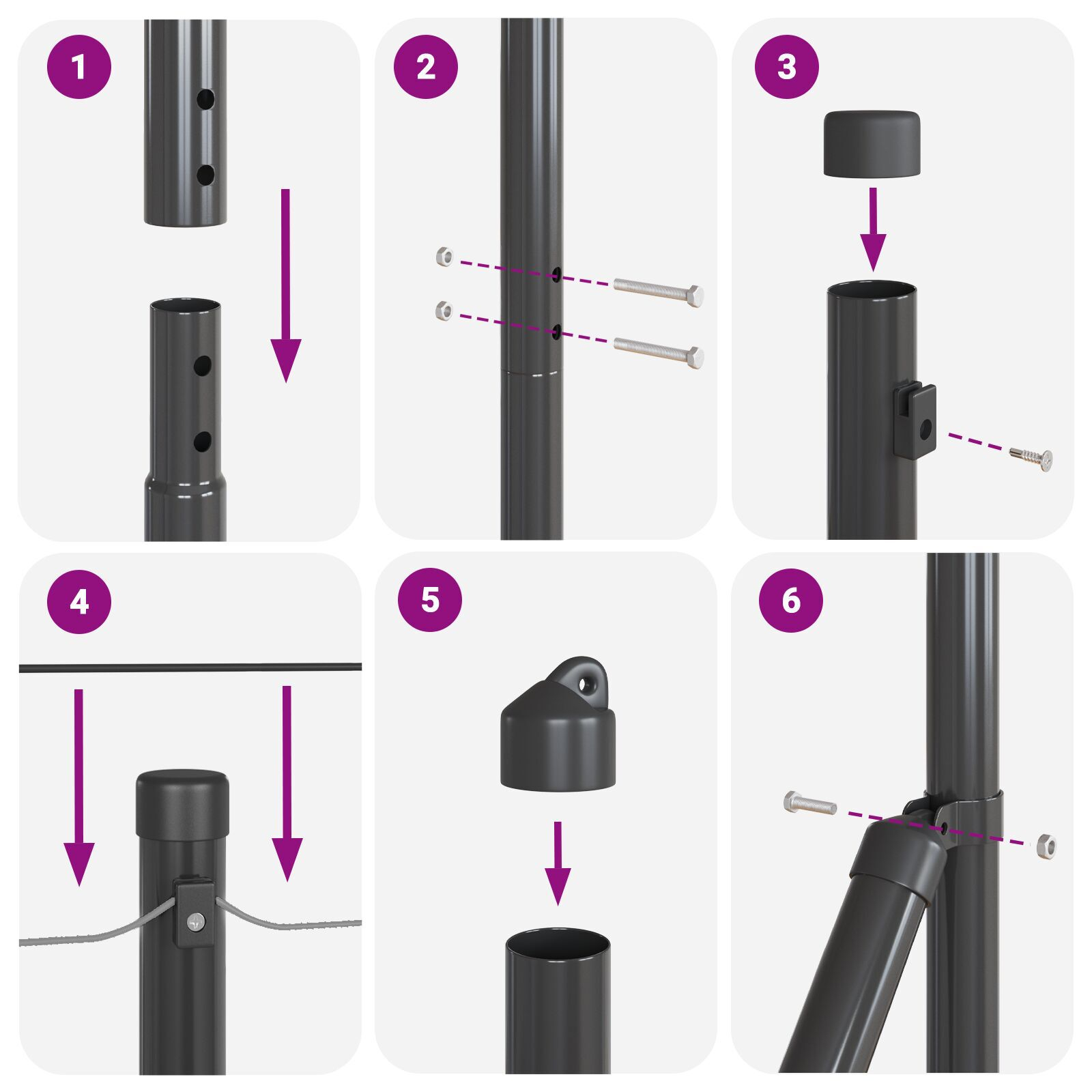 Țarhă Sudată cu 7 Stâlpi Spike Gri 1.2x10 m Oțel GartenMobel Dekor