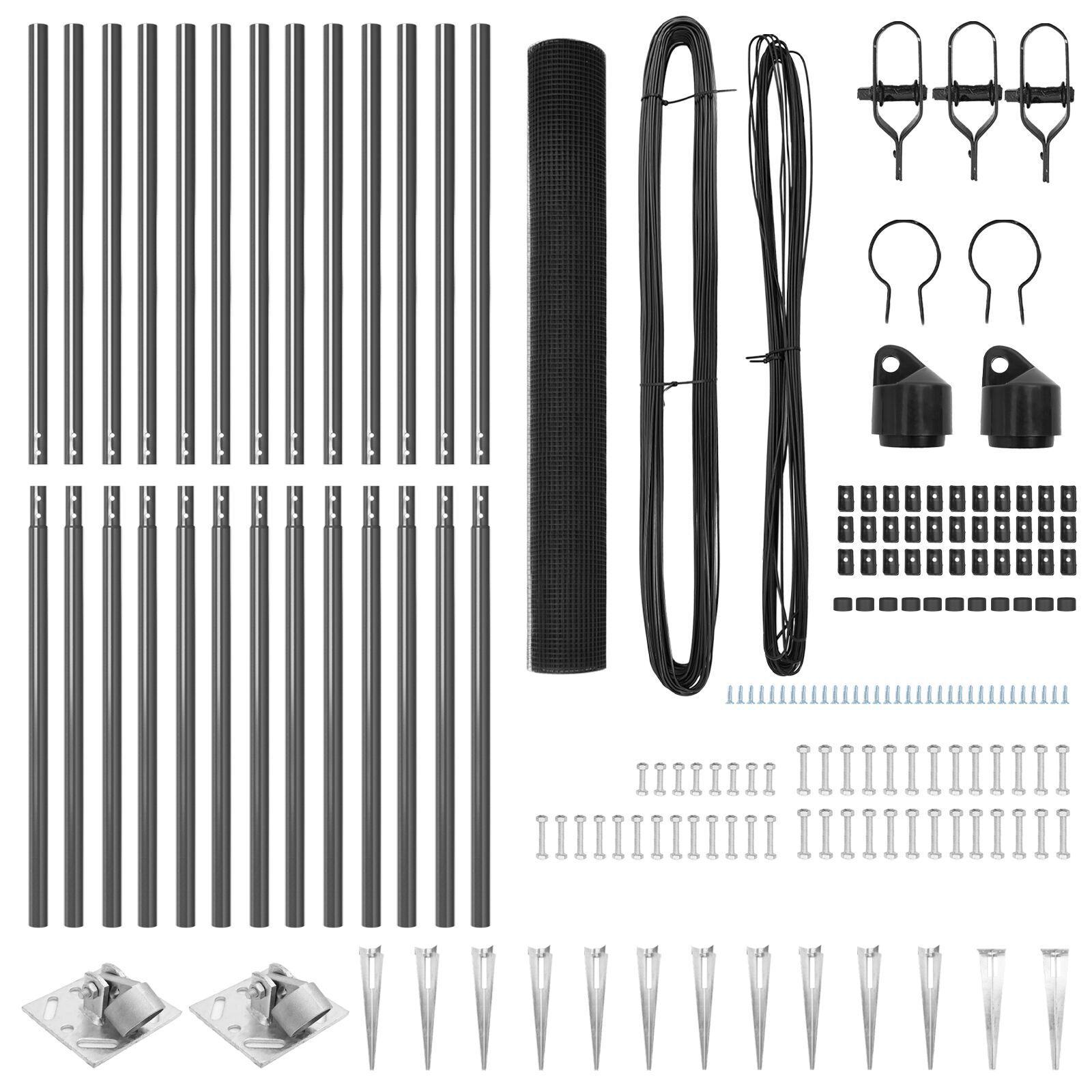 Gard Sudat cu 13 Stâlpi cu Vârfuri Gri 1.2x25 m Oțel GartenMobel Dekor