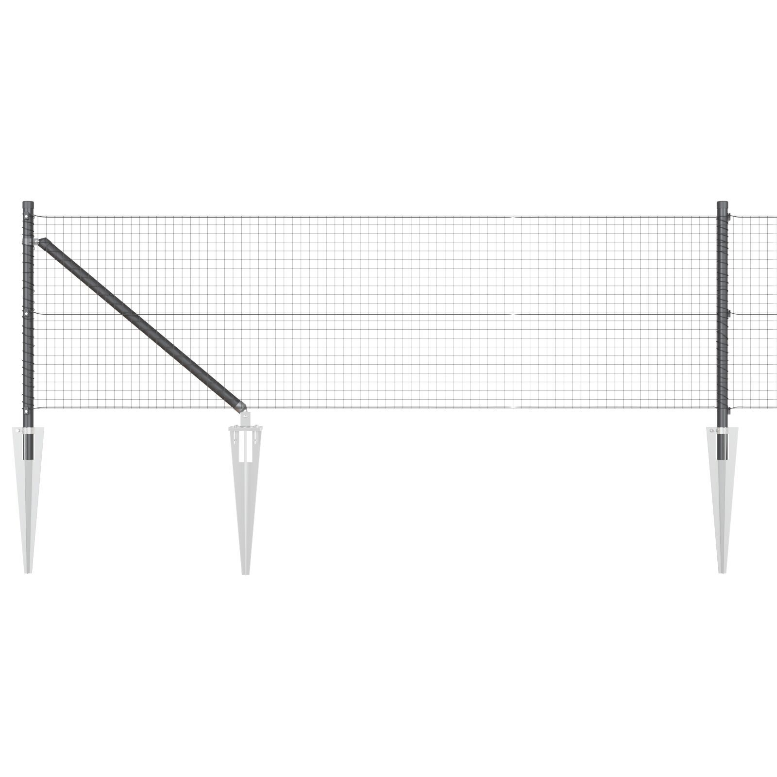 Gard din Fier Sudat cu 13 Poste cu Vârf Gri 0.4x25 m Oțel GartenMobel Dekor