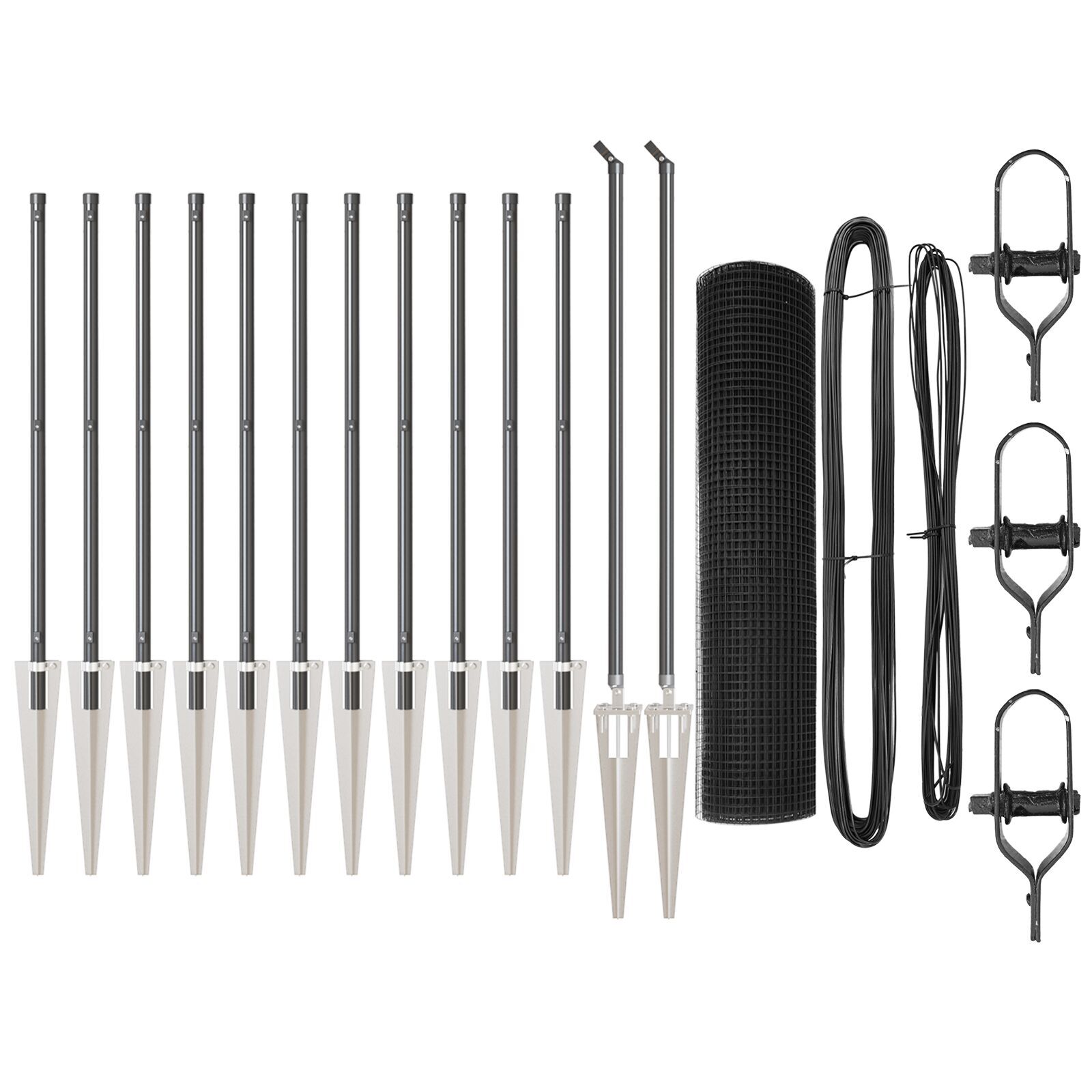 Gard din sârmă sudată cu 13 stâlpi cu cuie Gri 0.6x25 m Oțel GartenMobel Dekor