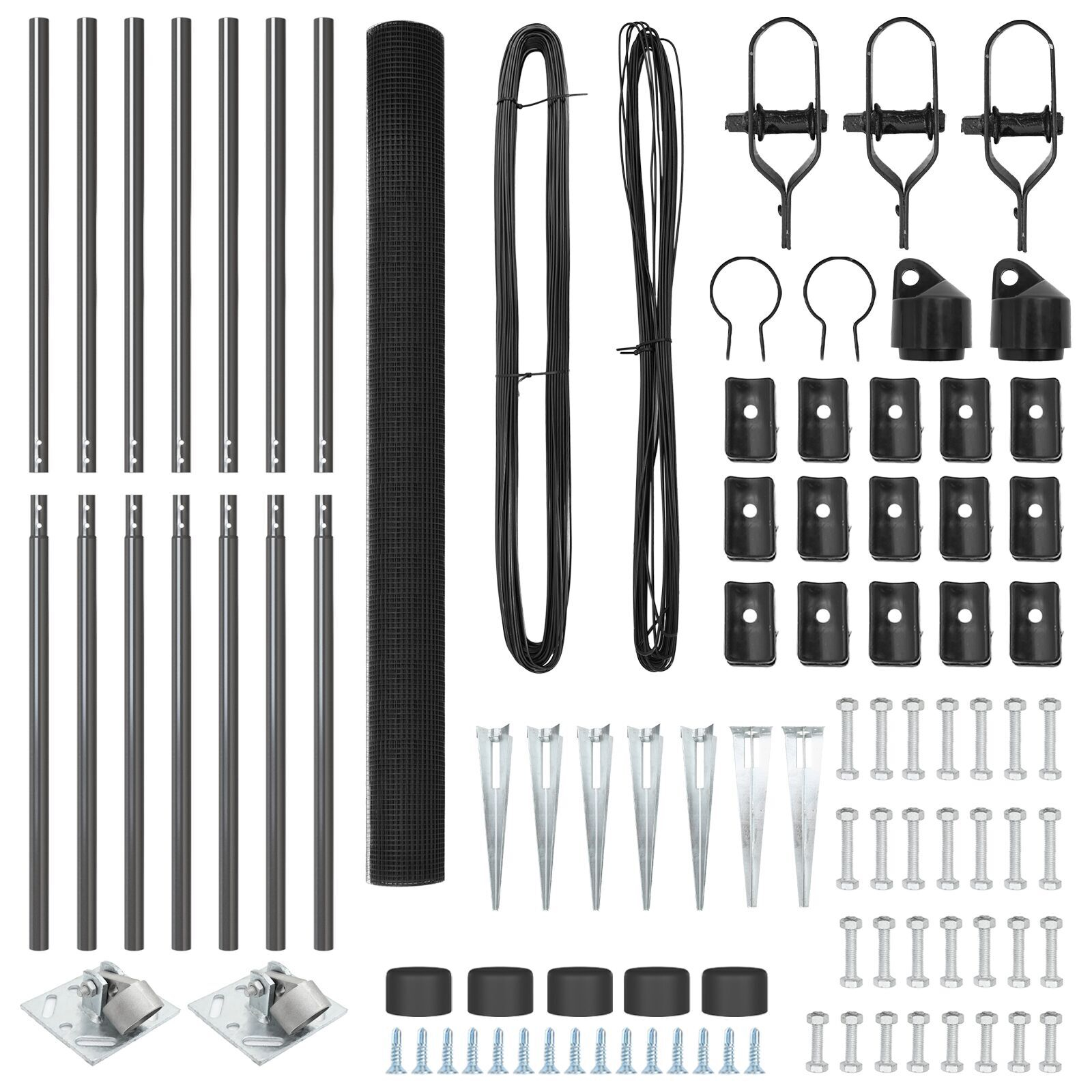 Set stâlpi gard metalici Set 2 Gri Metal, Plastic 10 x 1.5 m GartenMobel Dekor