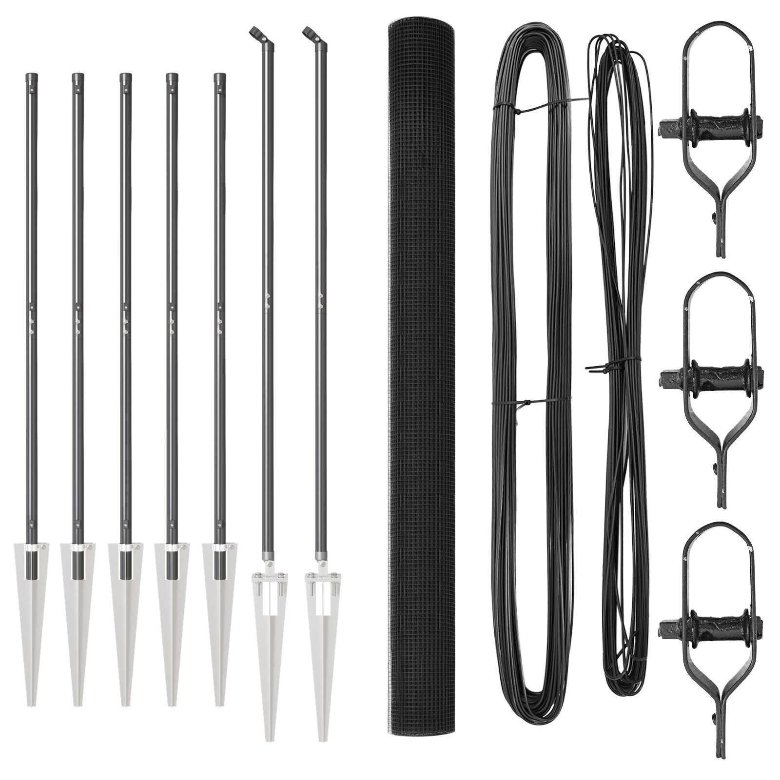 Set stâlpi gard metalici Set 2 Gri Metal, Plastic 10 x 1.5 m GartenMobel Dekor