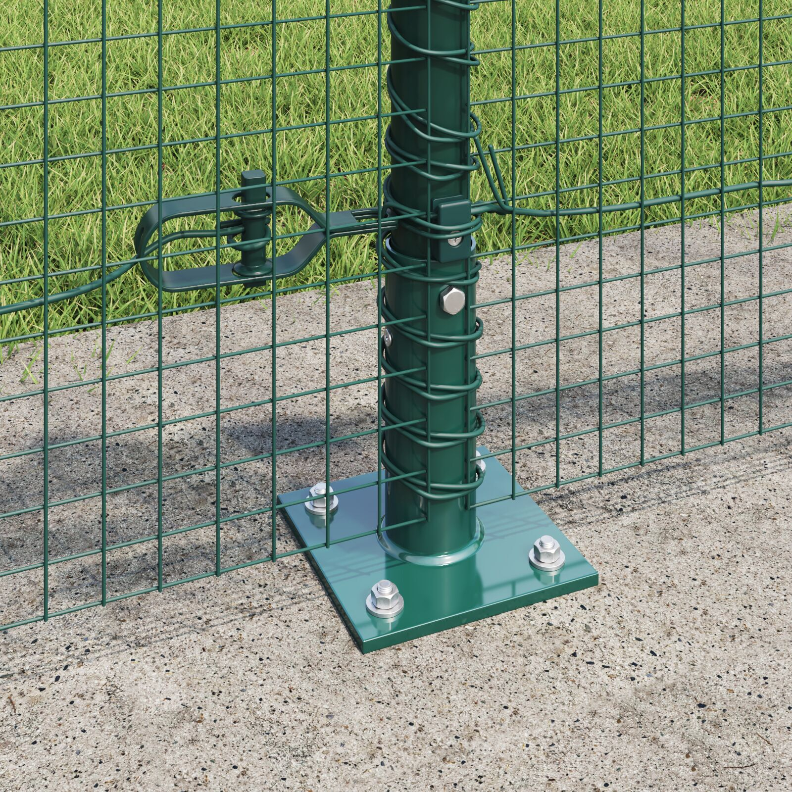 Gard cu Fiare Sudate cu 7 Stâlpi Flanșați Verde 0.4x10 m Oțel GartenMobel Dekor