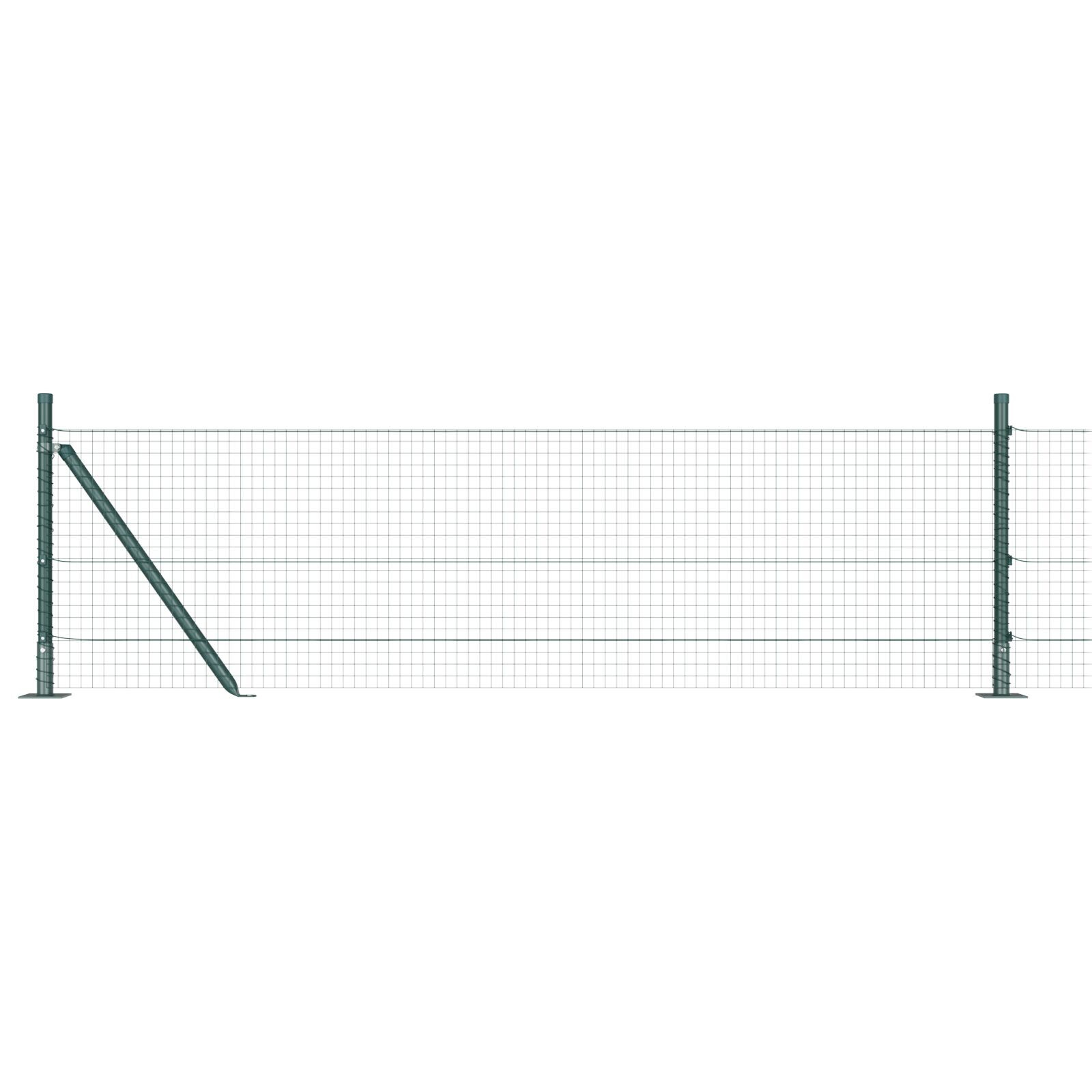 Gard cu Fiare Sudate cu 7 Stâlpi Flanșați Verde 0.4x10 m Oțel GartenMobel Dekor