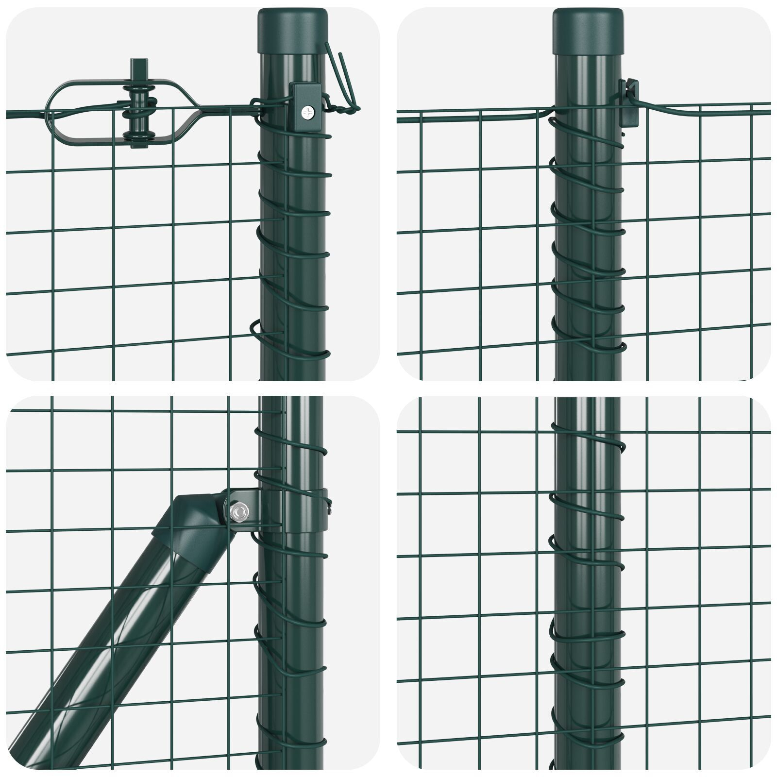 Gard cu Fiare Sudate cu 7 Stâlpi Flanșați Verde 0.4x10 m Oțel GartenMobel Dekor