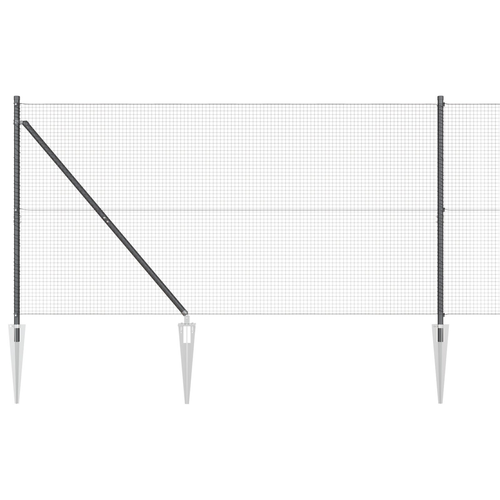 Gard din metal sudat cu 13 stâlpi cu vârf Gri 1,2x50 m Oțel GartenMobel Dekor