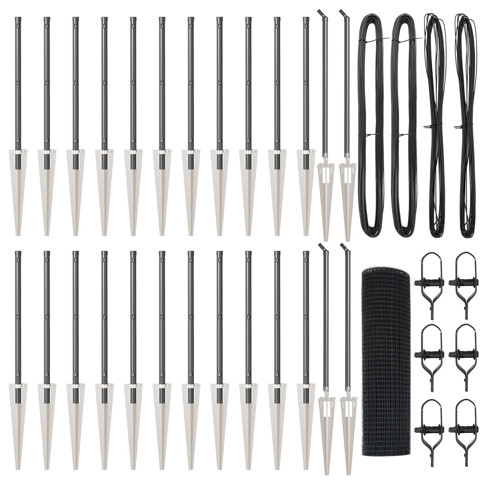 Gard din plasă sudată cu 13 posturi cu vârf Gri 0.6x50 m Oțel GartenMobel Dekor