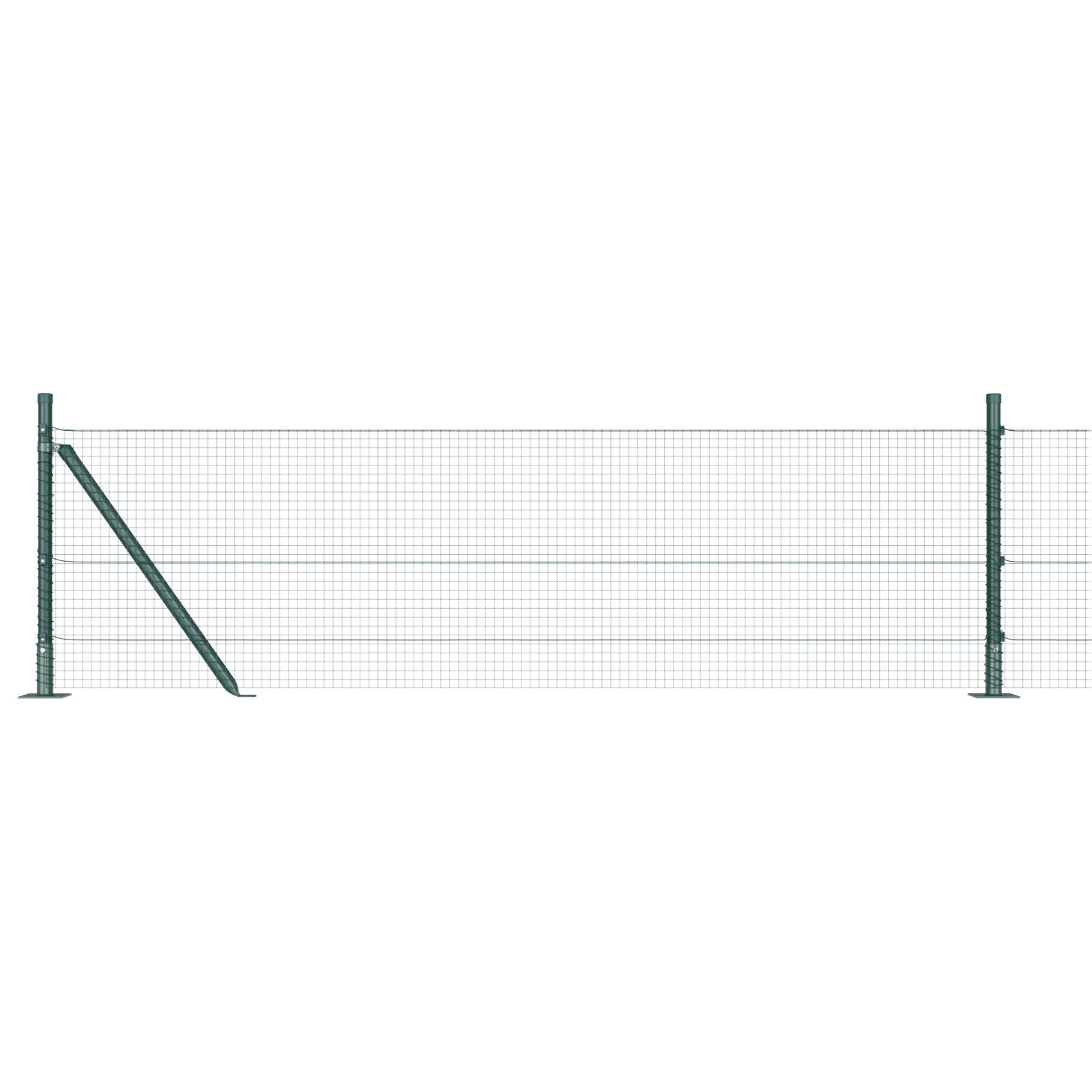 Gard din sârmă sudată cu 7 stâlpi flanșați Verde 0.6x10 m Oțel GartenMobel Dekor