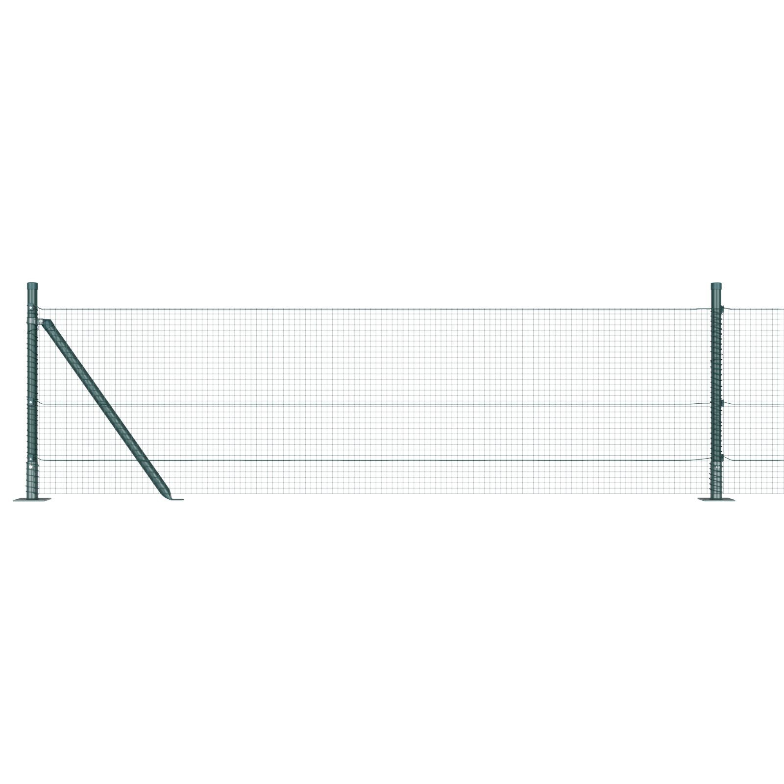 Împrejmuire din sârmă sudată cu 7 stâlpi cu flanșă Verde 0.6x10 m Oțel GartenMobel Dekor