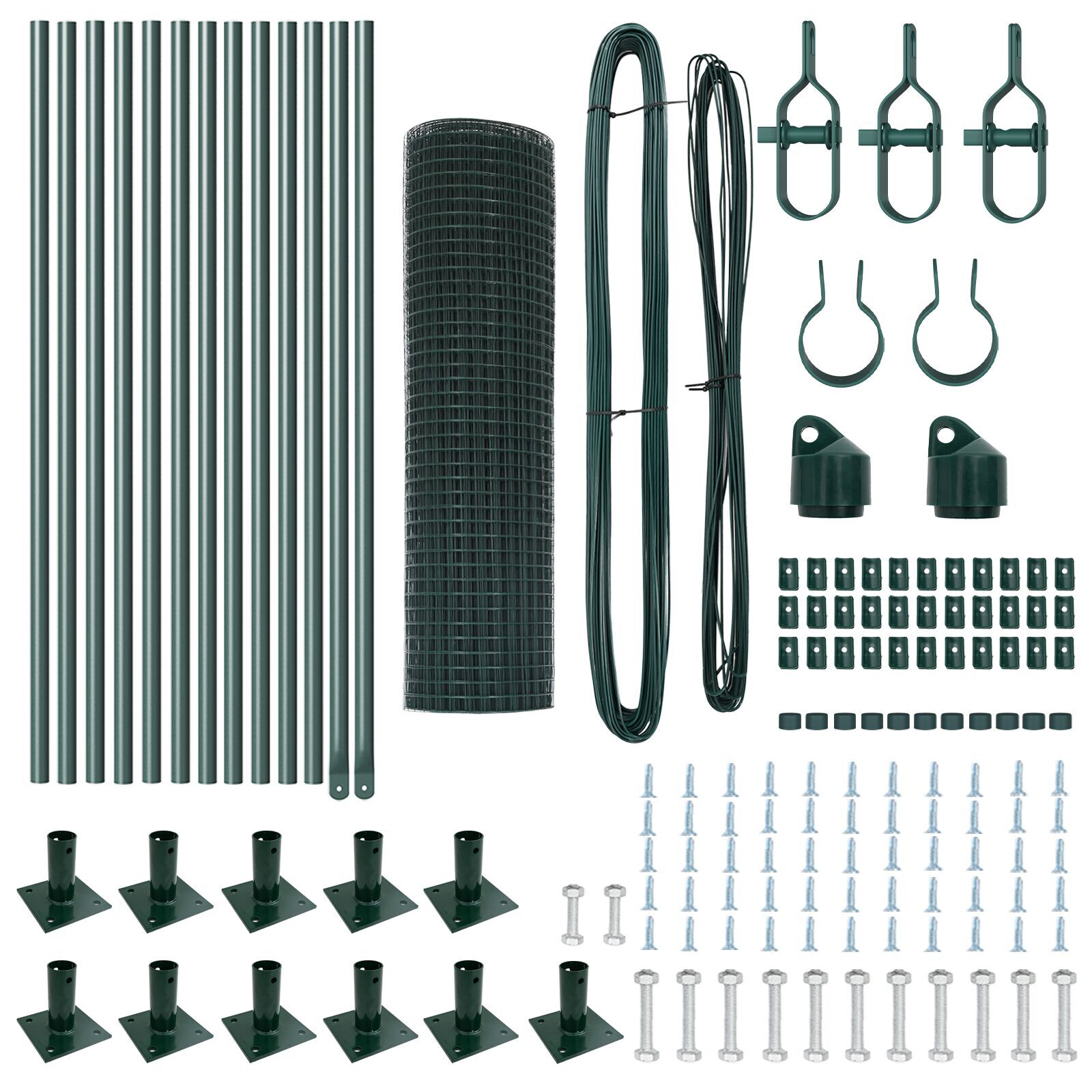 Gard din Sârmă Sudată cu 13 Stâlpi Flanșați Verde 0.4x25 m Oțel GartenMobel Dekor