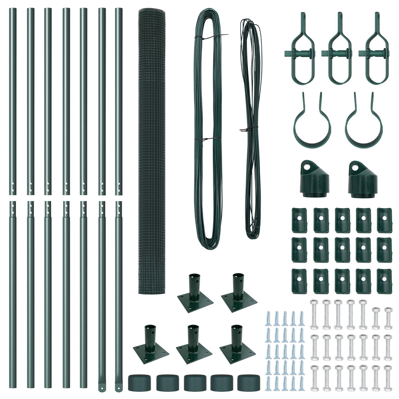 Gard din Sârmă Sudată cu 7 Stâlpi Flanșați Verde 1.6x10 m Oțel GartenMobel Dekor