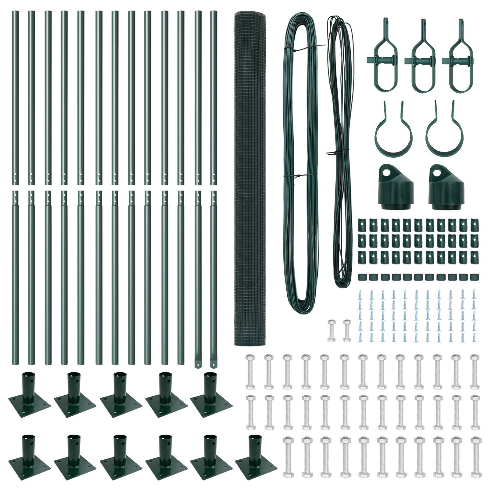 Gard din sârmă sudată cu 13 stâlpi cu flanșă Verde 1,5x25 m Oțel GartenMobel Dekor