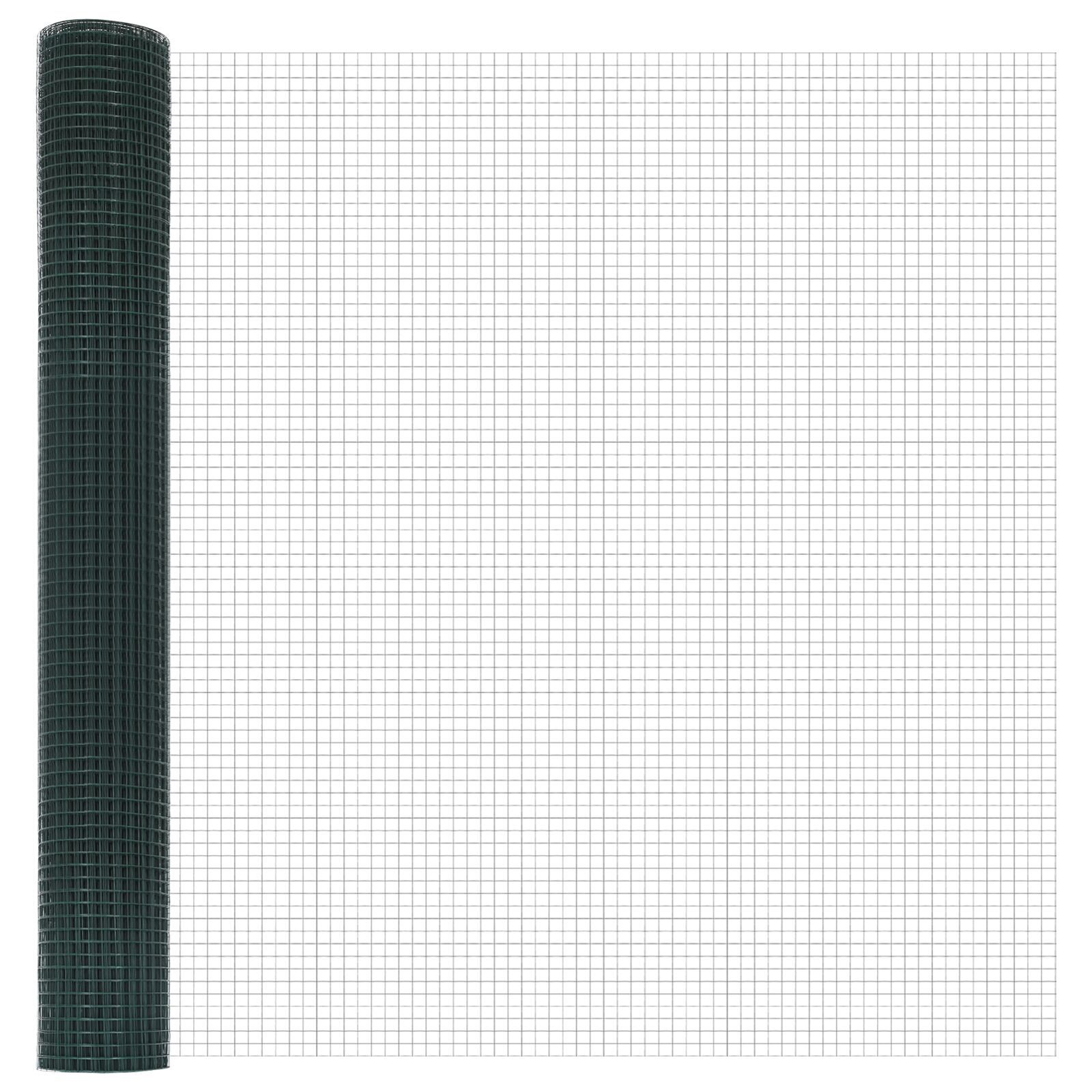 Gard din sârmă sudată cu 13 stâlpi flanșați Verde 1.2x25 m Oțel GartenMobel Dekor